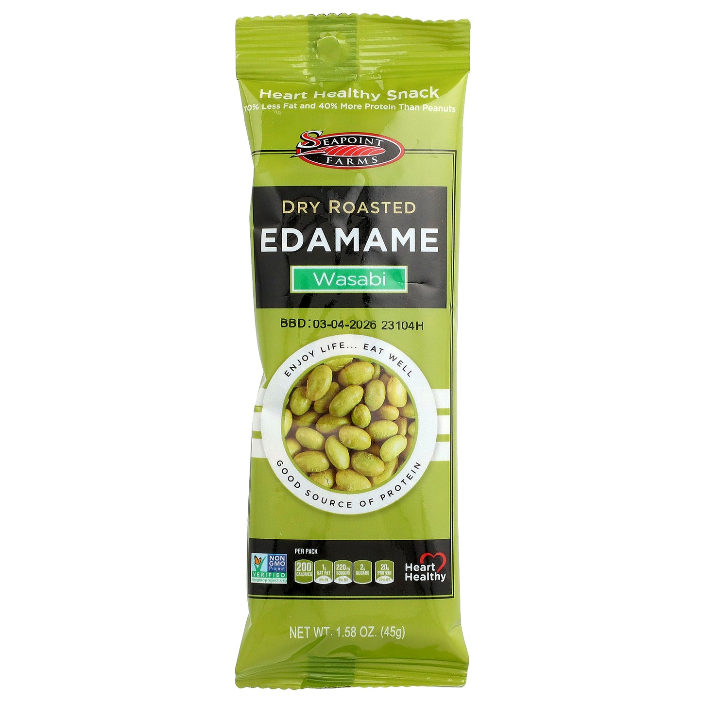 Seapoint Farms, Dry Roasted Edamame, Wasabi, 12 Packs, 1.58 oz (45 g) Each