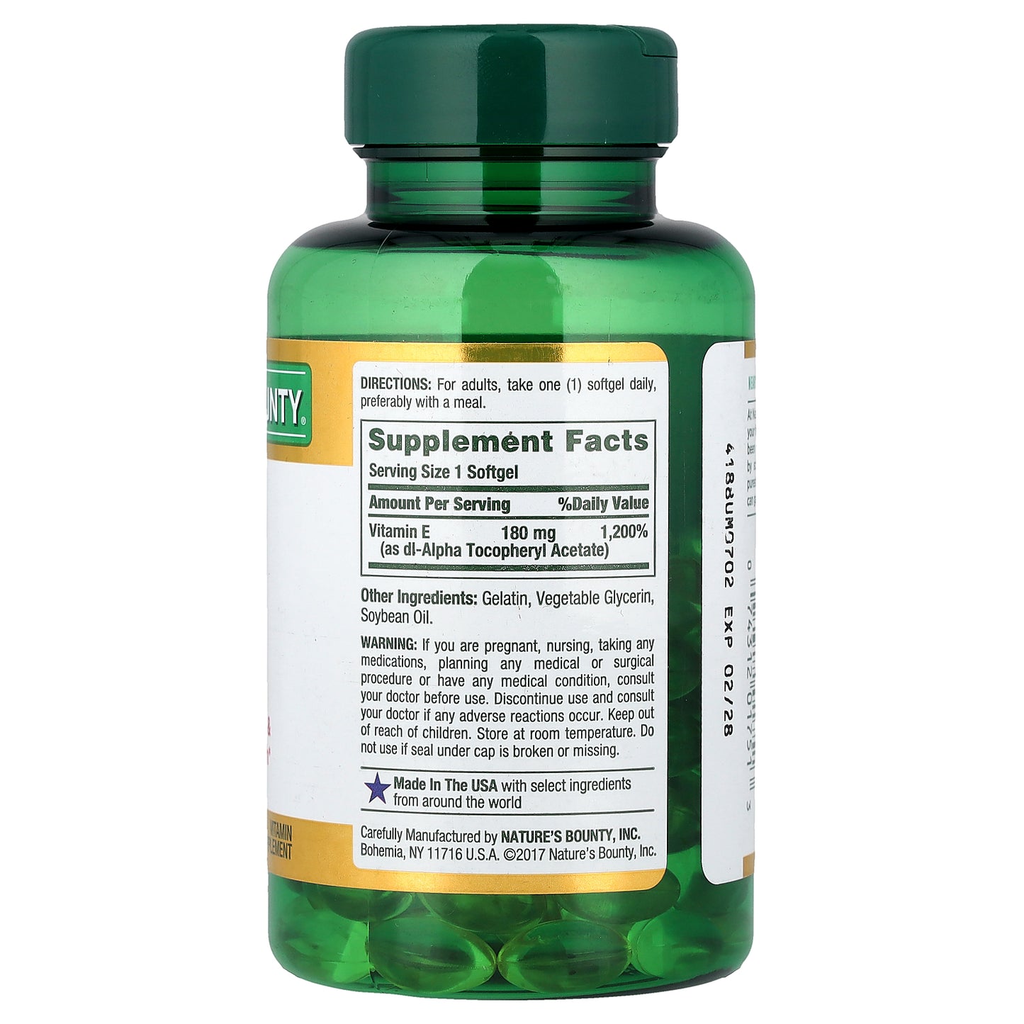 Nature's Bounty, Vitamin E, 180 mg, 120 Rapid Release Softgels