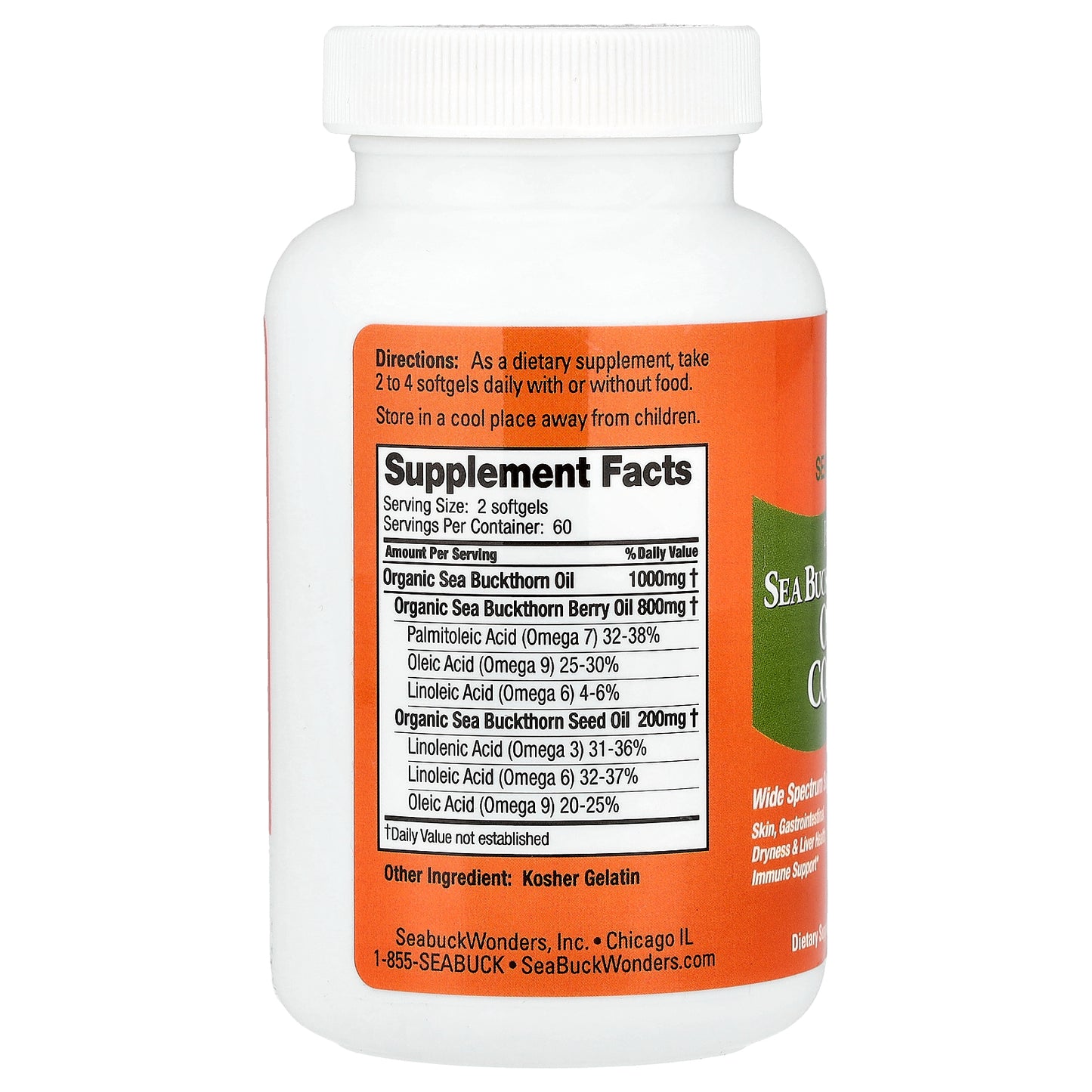 SeaBuckWonders, Pure Himalayan Sea Buckthorn Oil Blend, Omega-7 Complete™, 120 Softgels (500 mg per Softgel)