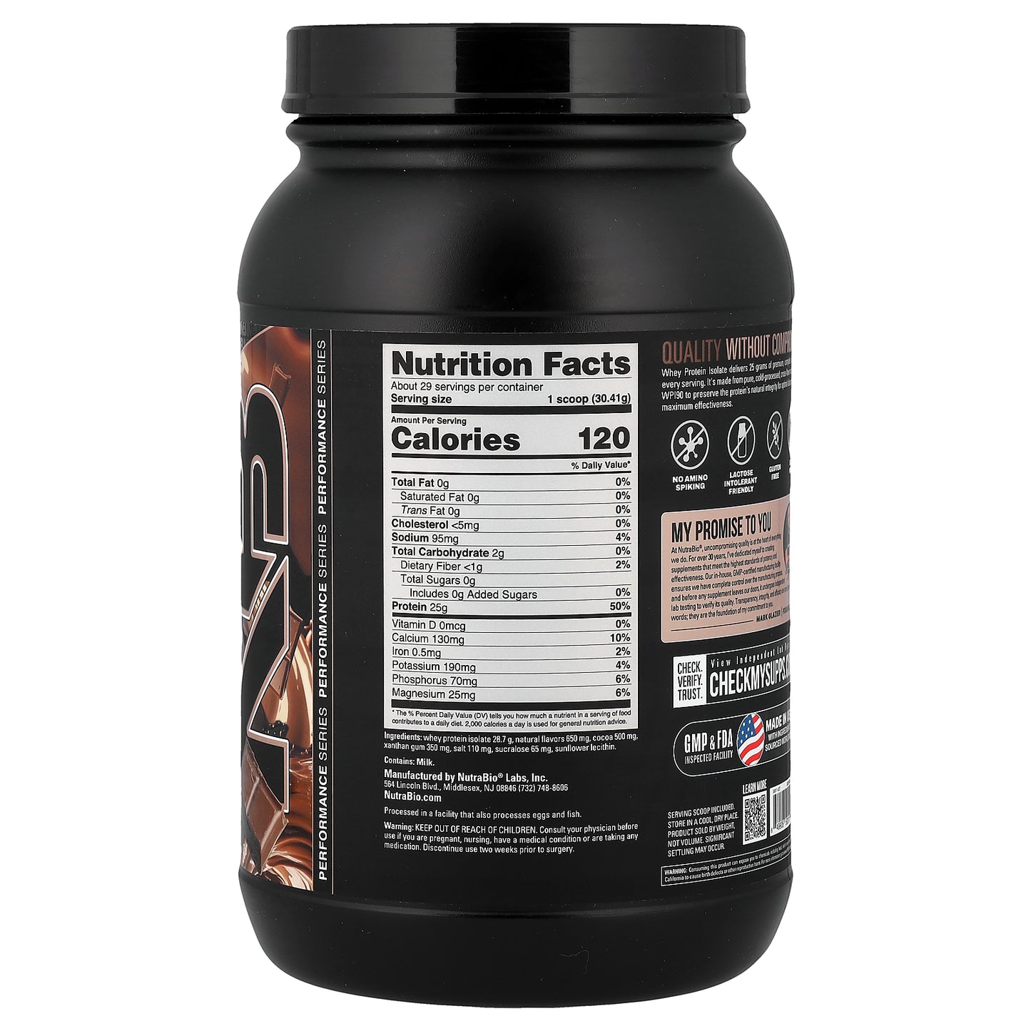 NutraBio, Whey Protein Isolate, Gourmet Chocolate, 2 lb (907 g)