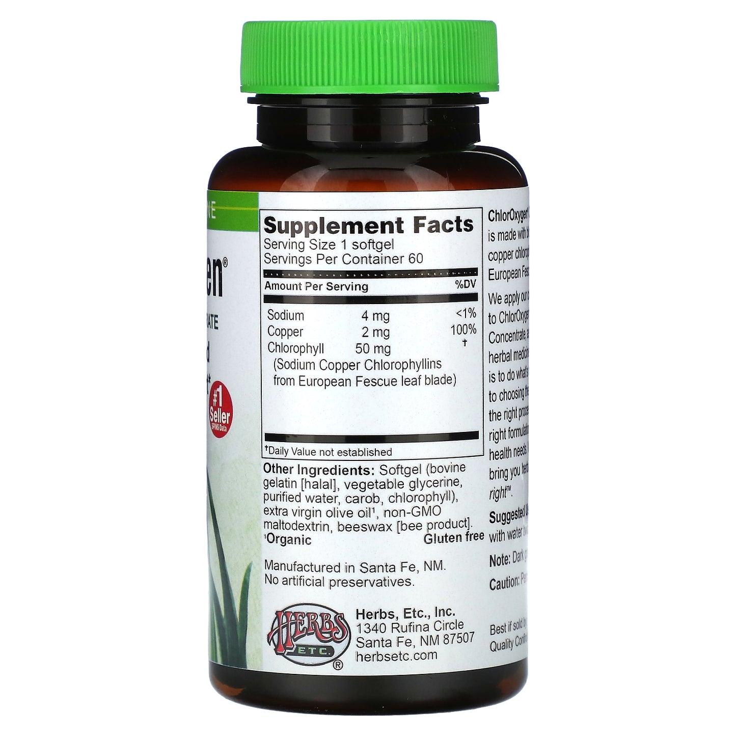 Herbs Etc., ChlorOxygen®, Chlorophyll Concentrate, 60 Softgels