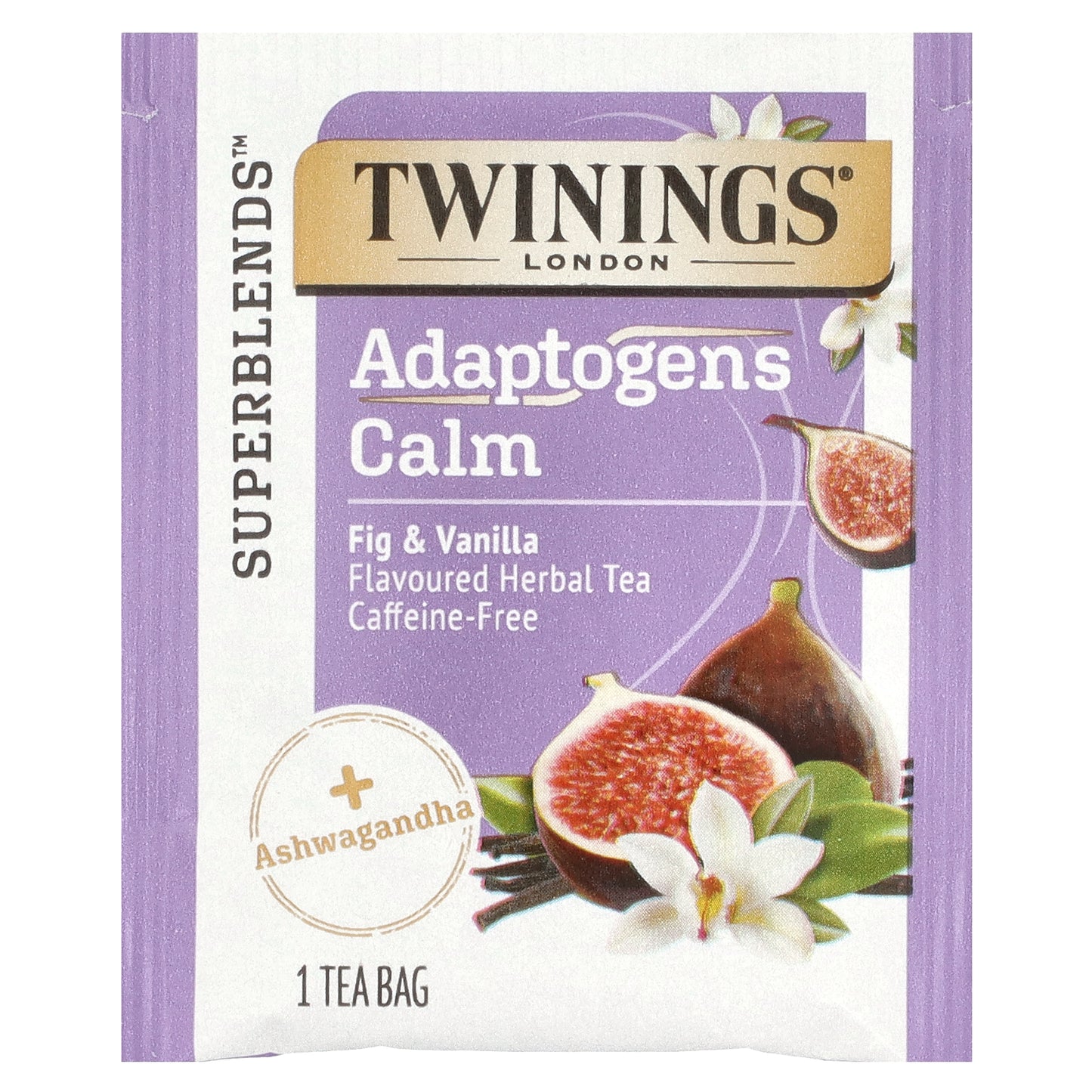 Twinings, Superblends™, Adaptogens Calm Herbal Tea, Fig & Vanilla, Caffeine Free, 18 Tea Bags, 1.27 oz (36 g)
