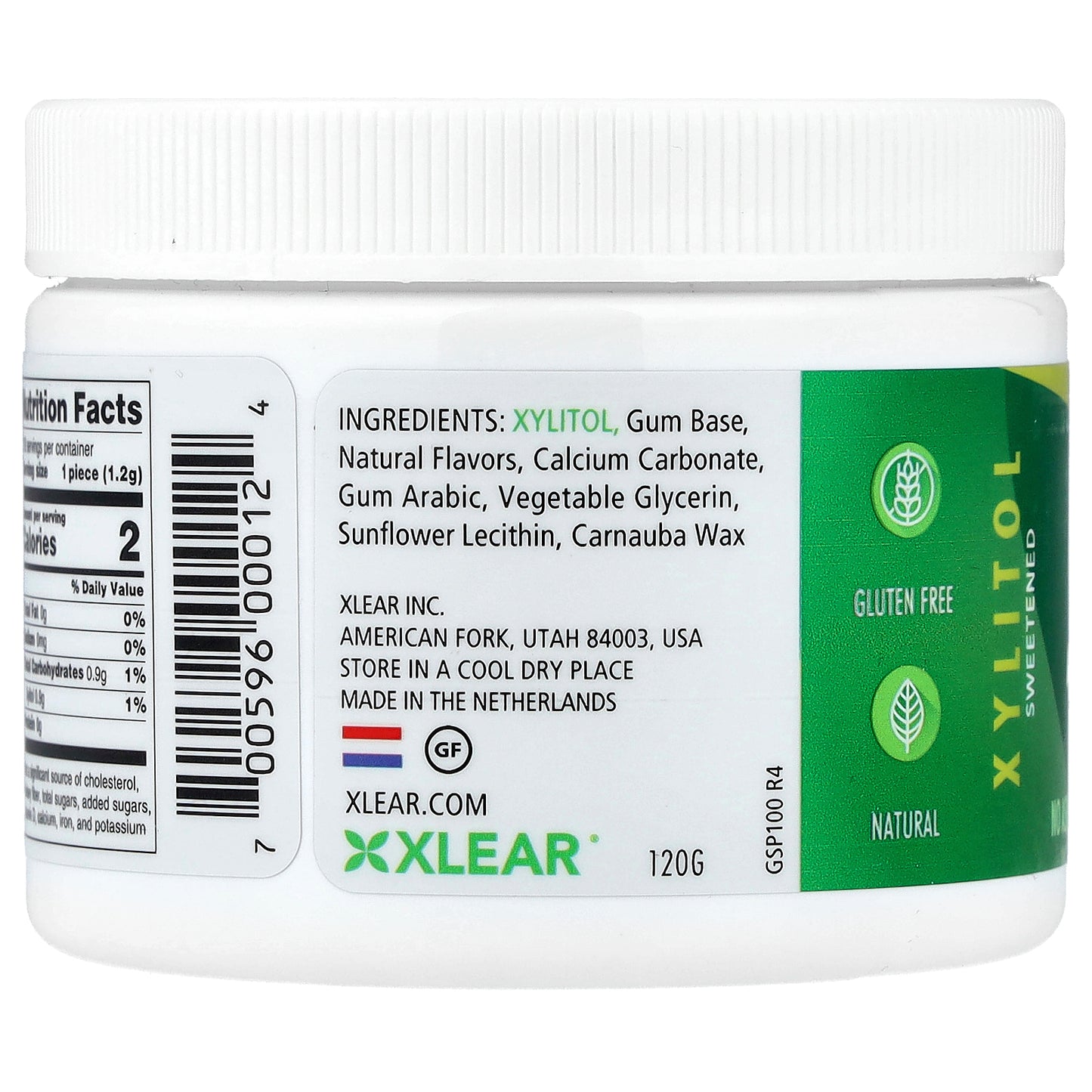 Xlear, Spry®, Sugar-Free Gum, Natural Spearmint, 100 Pieces