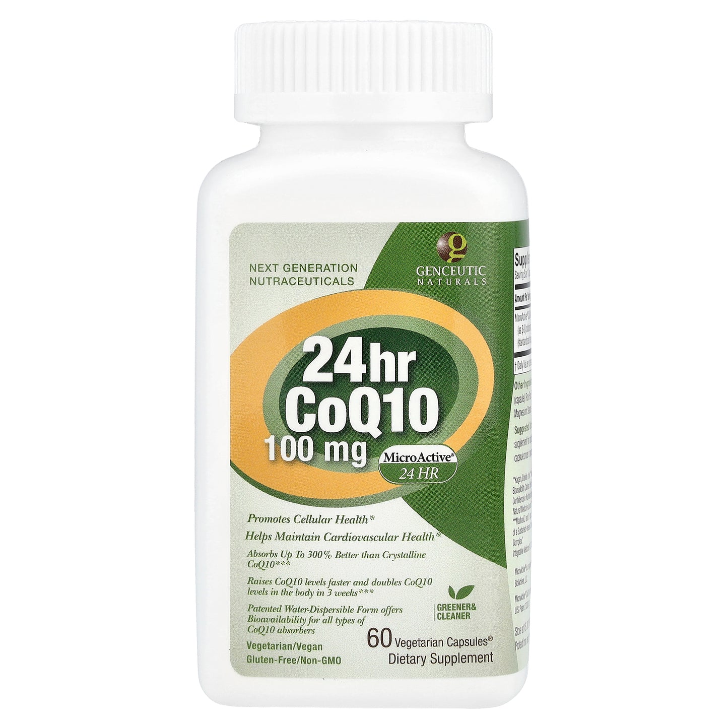Genceutic Naturals, 24hr CoQ10, 100 mg, 60 Vegetarian Capsules®