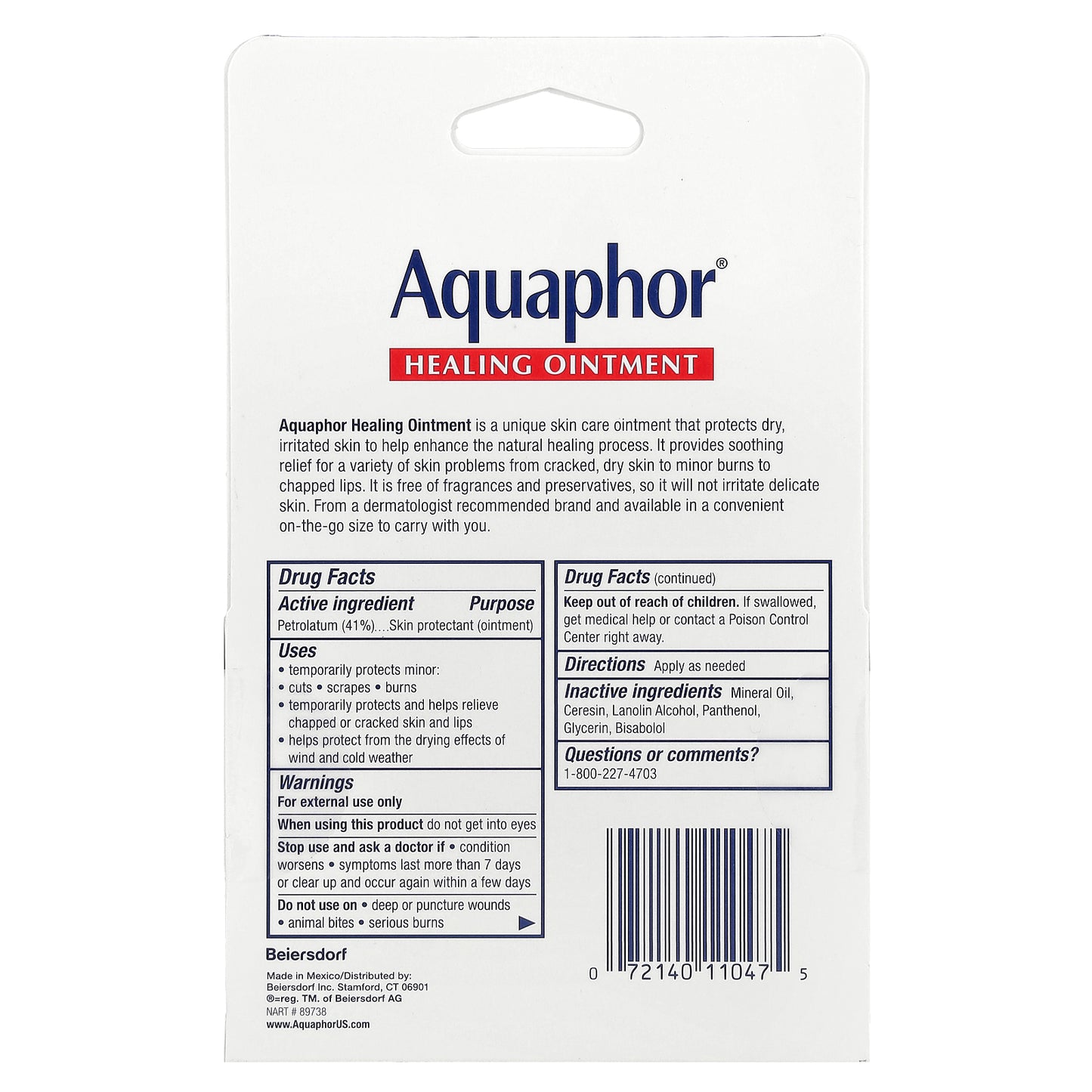 Aquaphor, Advanced Therapy, Healing Ointment, Fragrance Free , 2 Tubes, 0.35 oz (10 g) Each