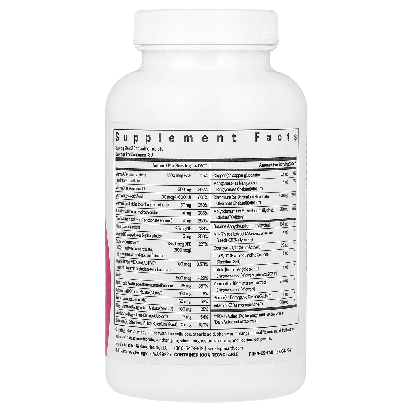 Seeking Health, Prenatal Essentials, 60 Chewable Tablets