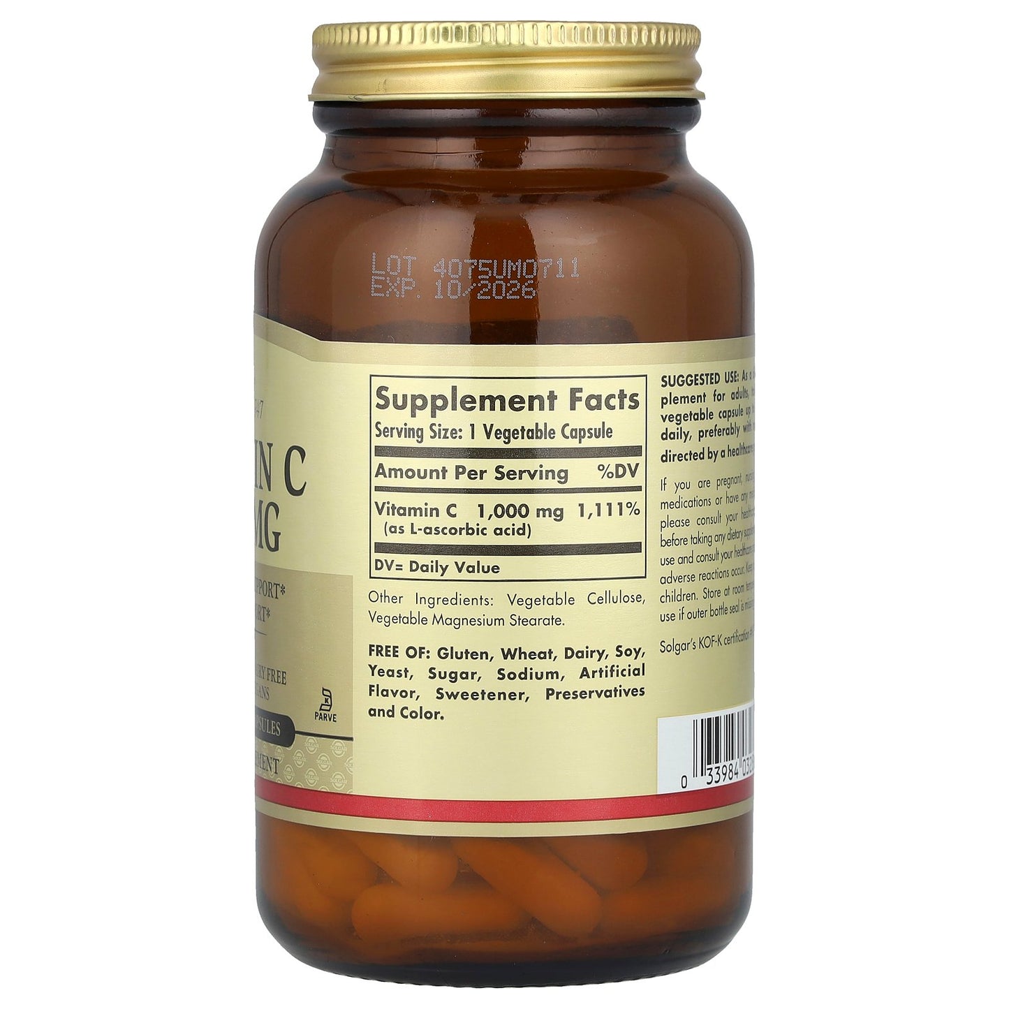 Solgar, Vitamin C, 1,000 mg, 100 Vegetable Capsules