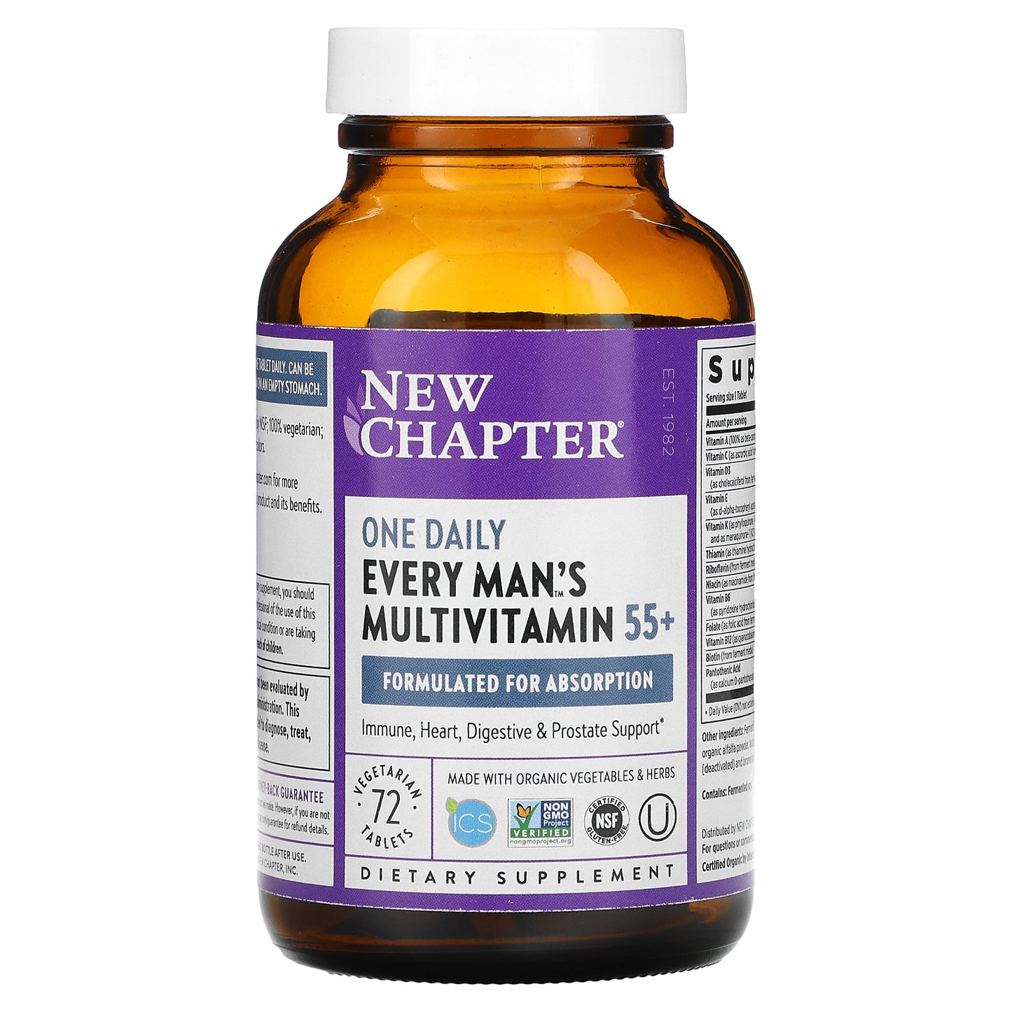 New Chapter, Every Man's One Daily 55+ Multivitamin, 72 Vegetarian Tablets