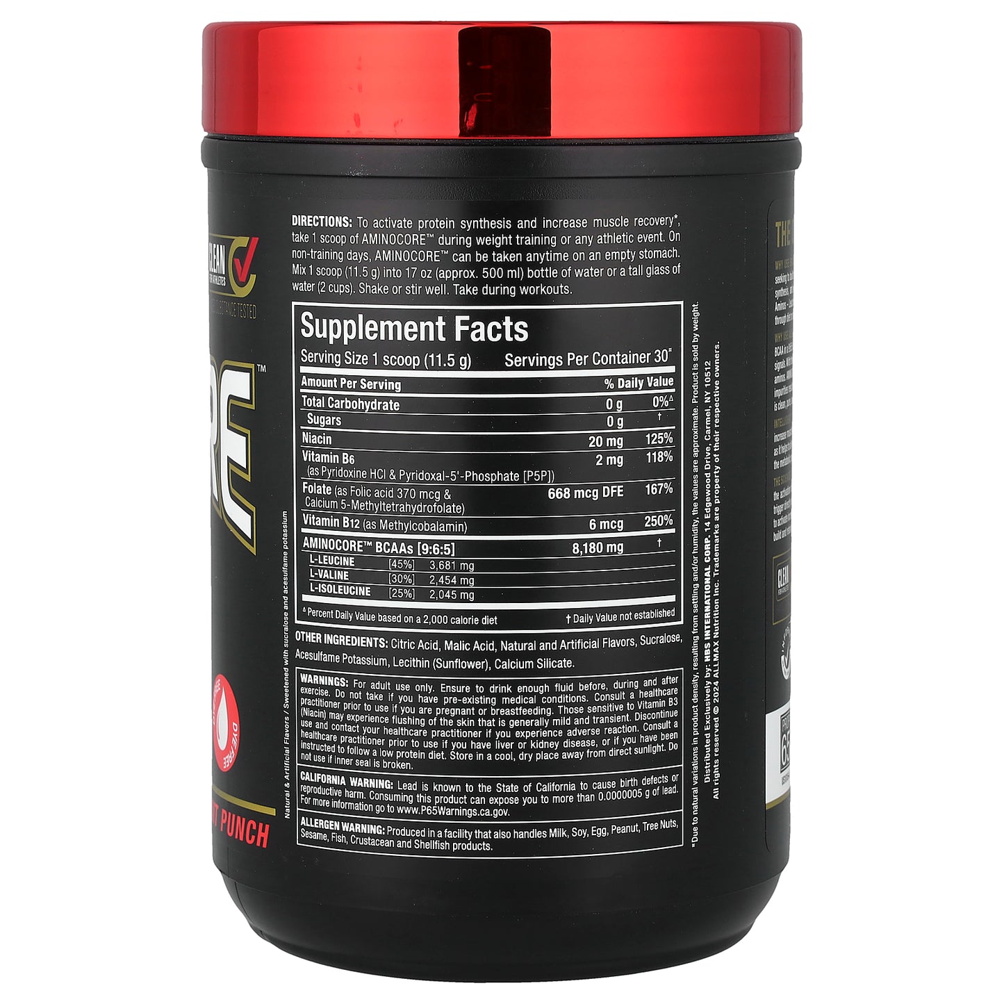 ALLMAX, AMINOCORE™ BCAA, Fruit Punch, 0.76 lbs (345 g)