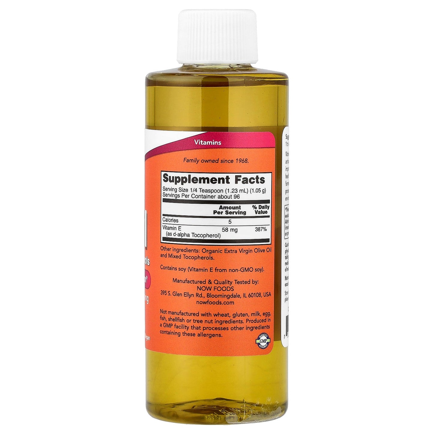 NOW Foods, Vitamin E-Oil with Mixed Tocopherols, 58 mg (87 IU), 4 fl oz (118 ml)