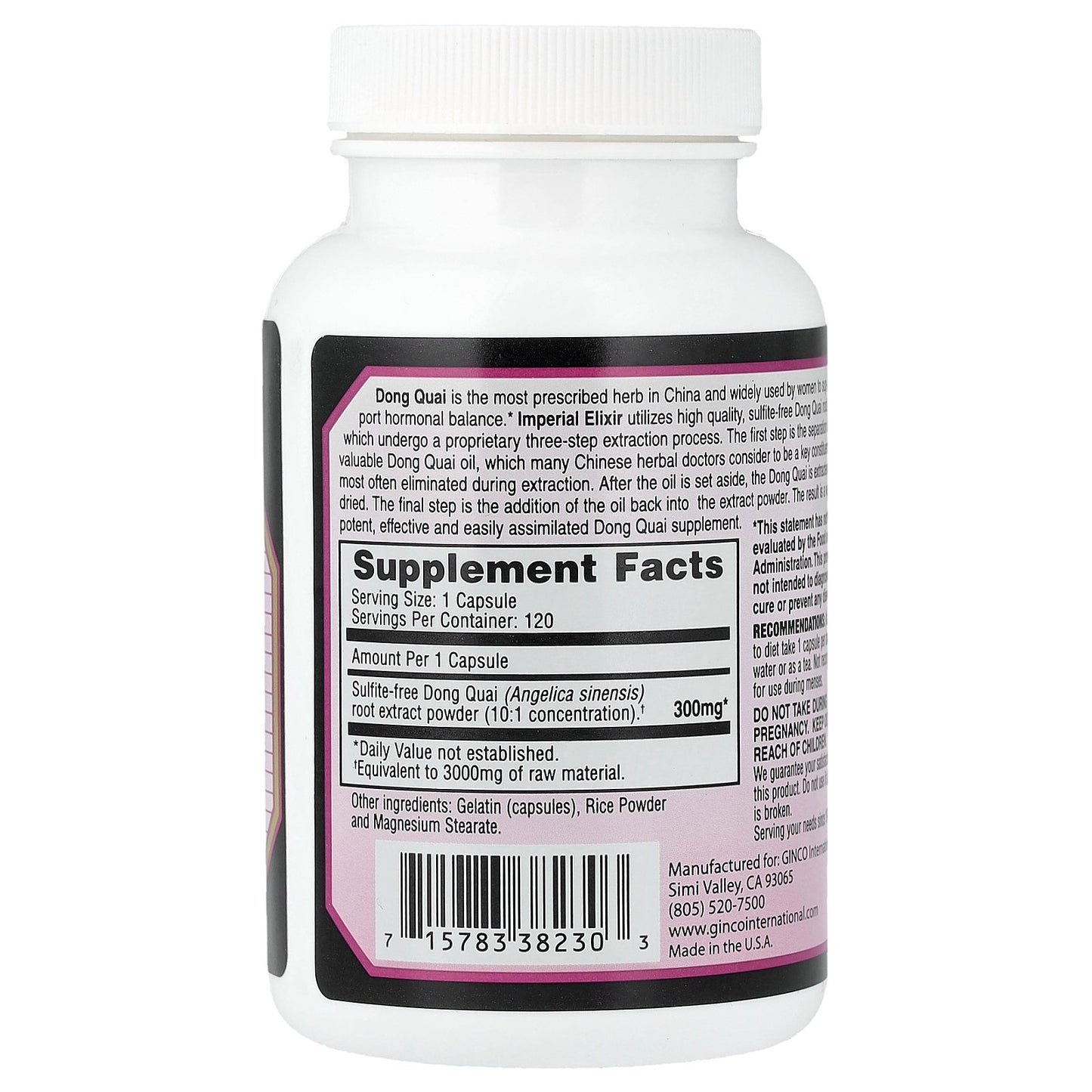 Imperial Elixir, Dong Quai™, 120 Capsules (300 mg per Capsule)