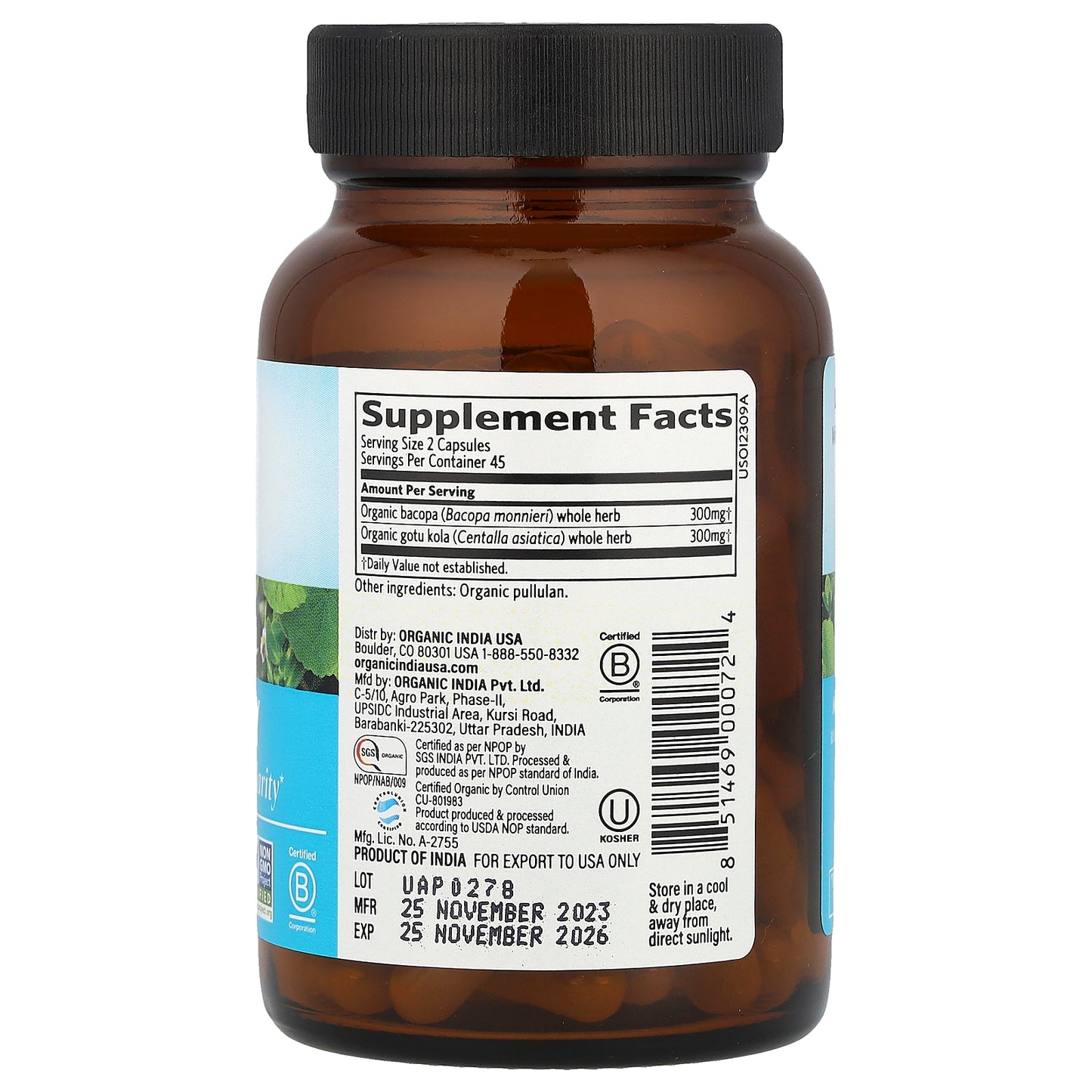 Organic India, Memory, 90 Vegetarian Caps