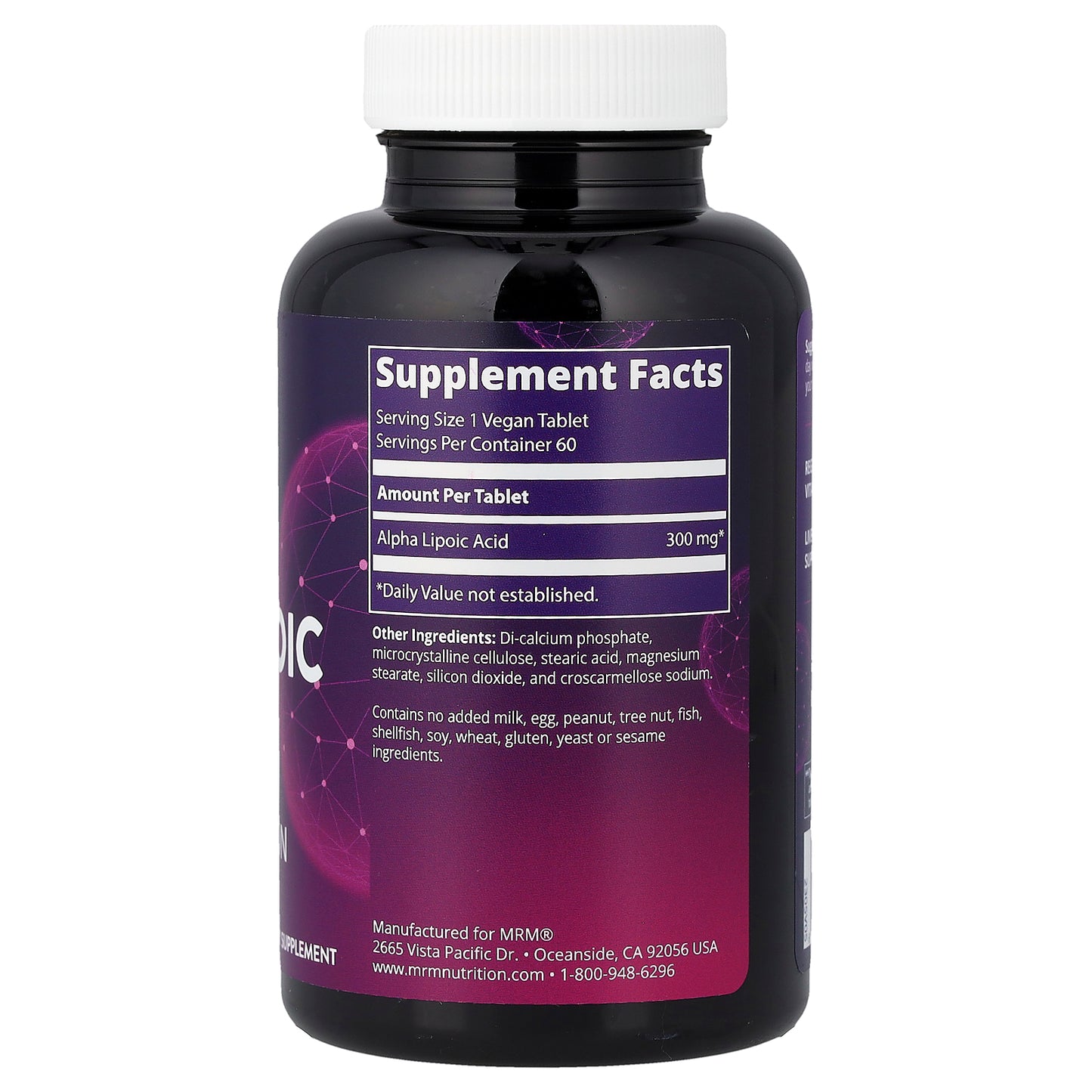 MRM Nutrition, Alpha Lipoic Acid, 60 Vegan Tablets (300 mg per Tablet)