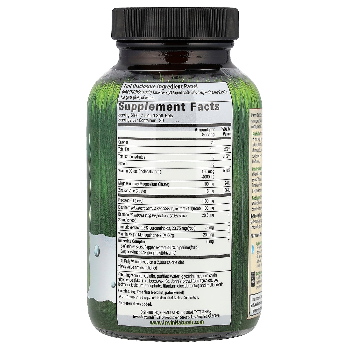 Irwin Naturals, High Potency Mega D3 & K2 + Turmeric Extract, 60 Liquid Soft-Gels