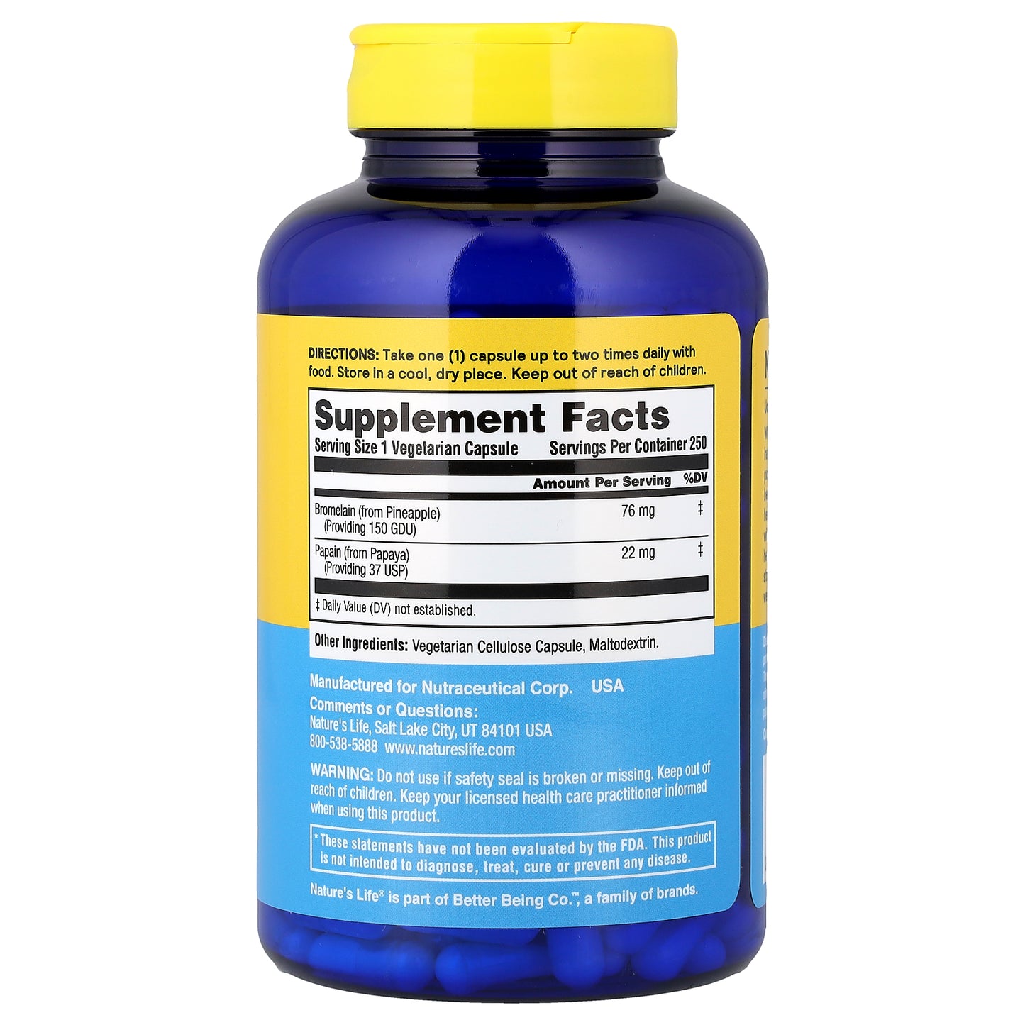 Nature's Life, Bromelain & Papain, 250 Capsules