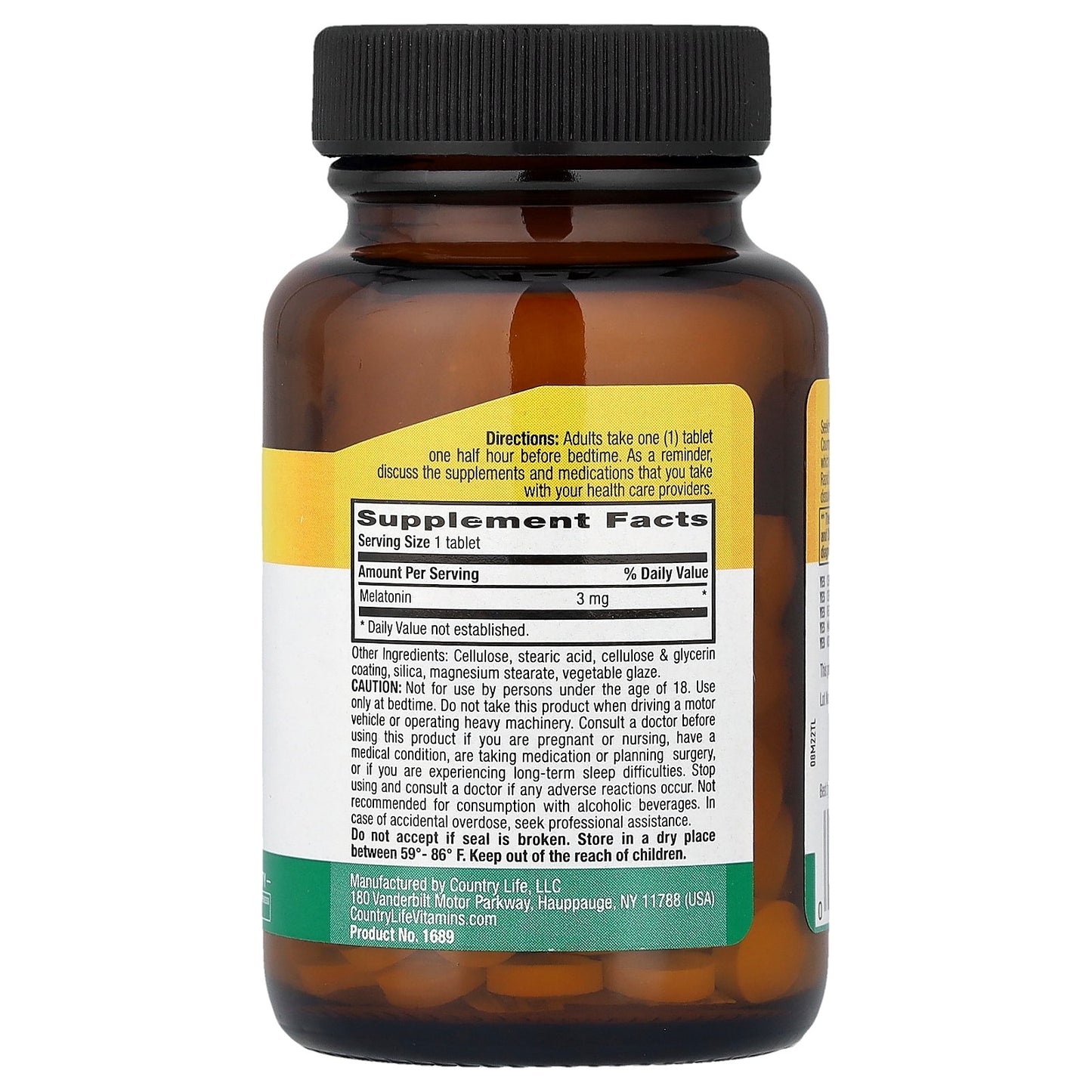 Country Life, Melatonin, Rapid Release, 3 mg, 90 Tablets