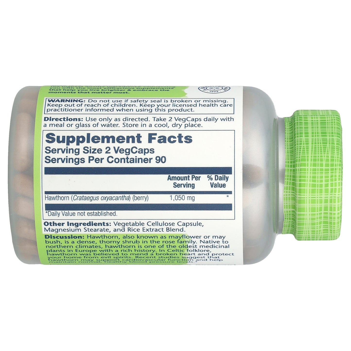 Solaray, True Herbs, Hawthorn, 180 VegCaps (525 mg per Capsule)