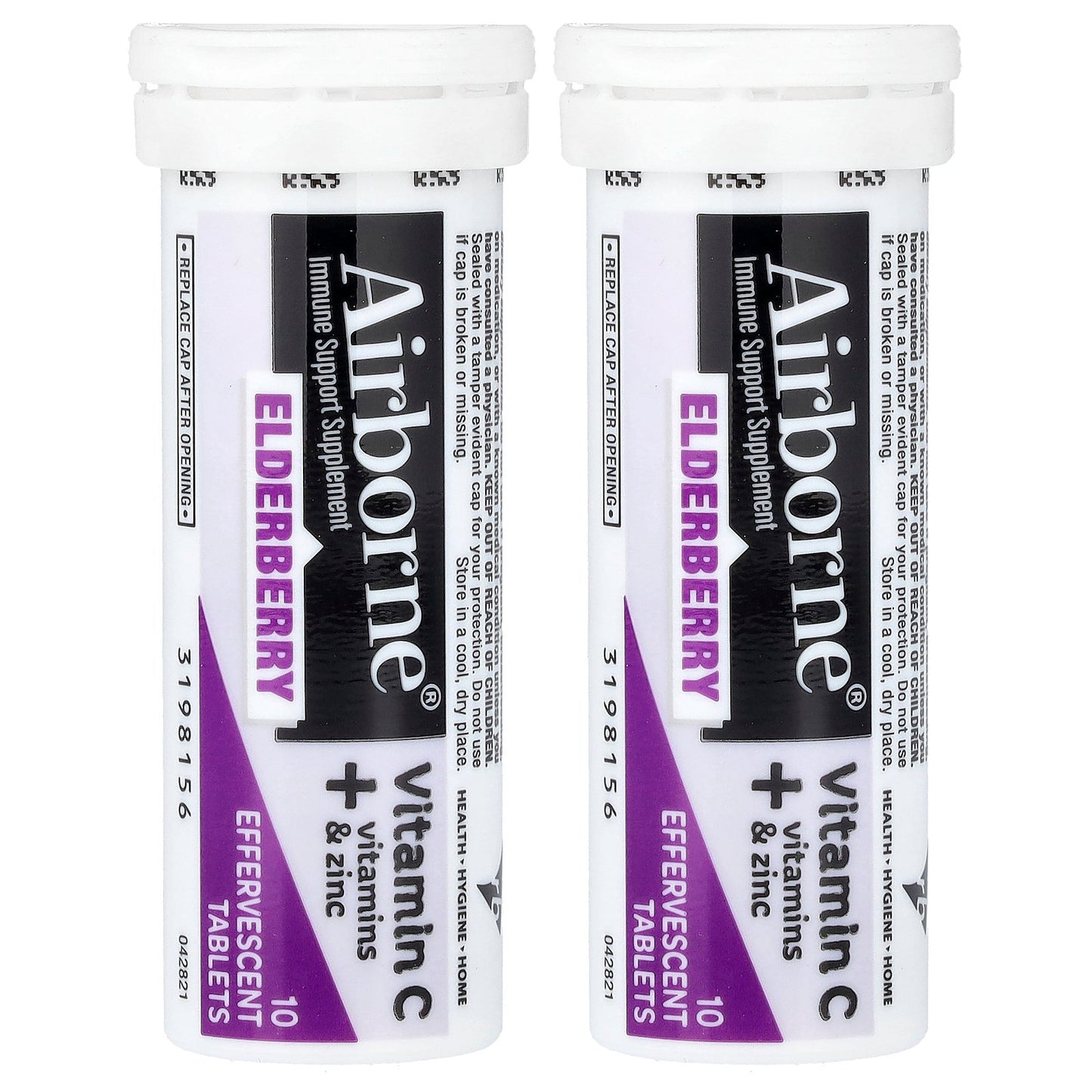 AirBorne, Immune Support Supplement, Elderberry, 2 Tubes, 10 Effervescent Tablets Each