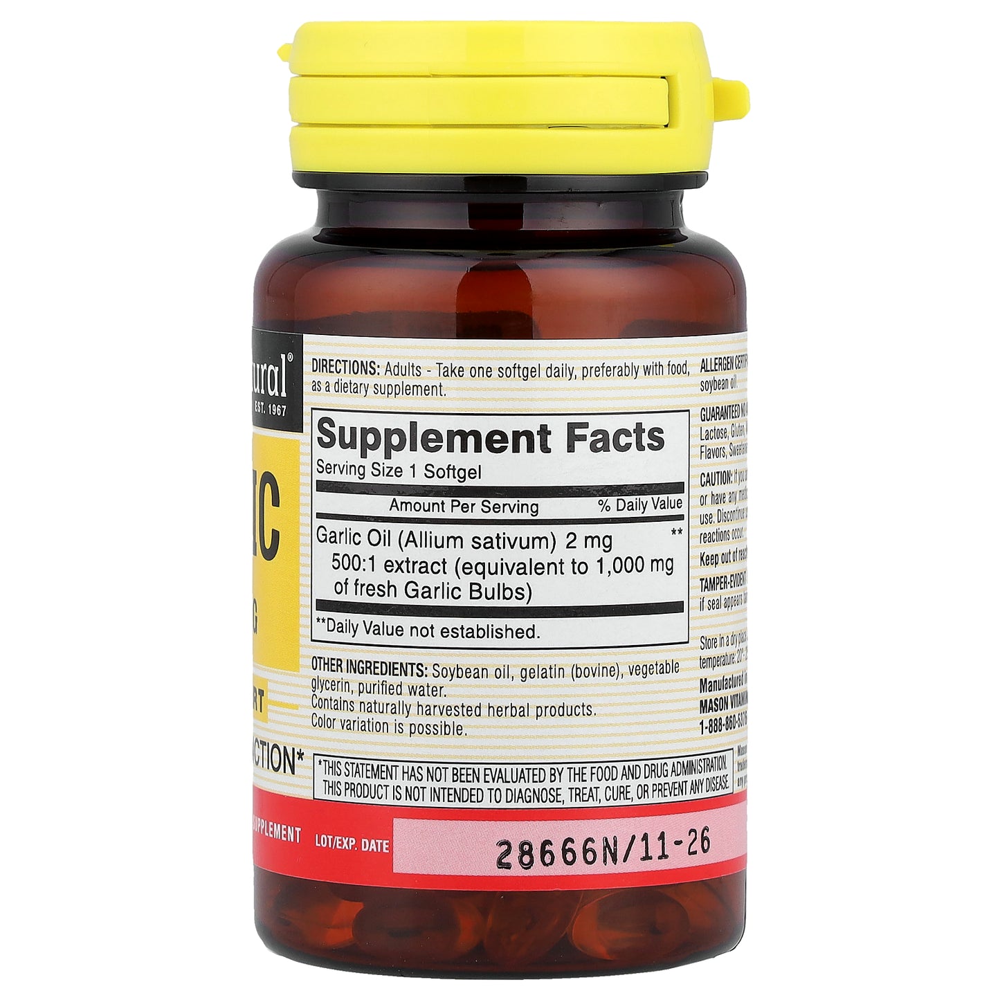 Mason Natural, Garlic, 1,000 mg, 100 Softgels