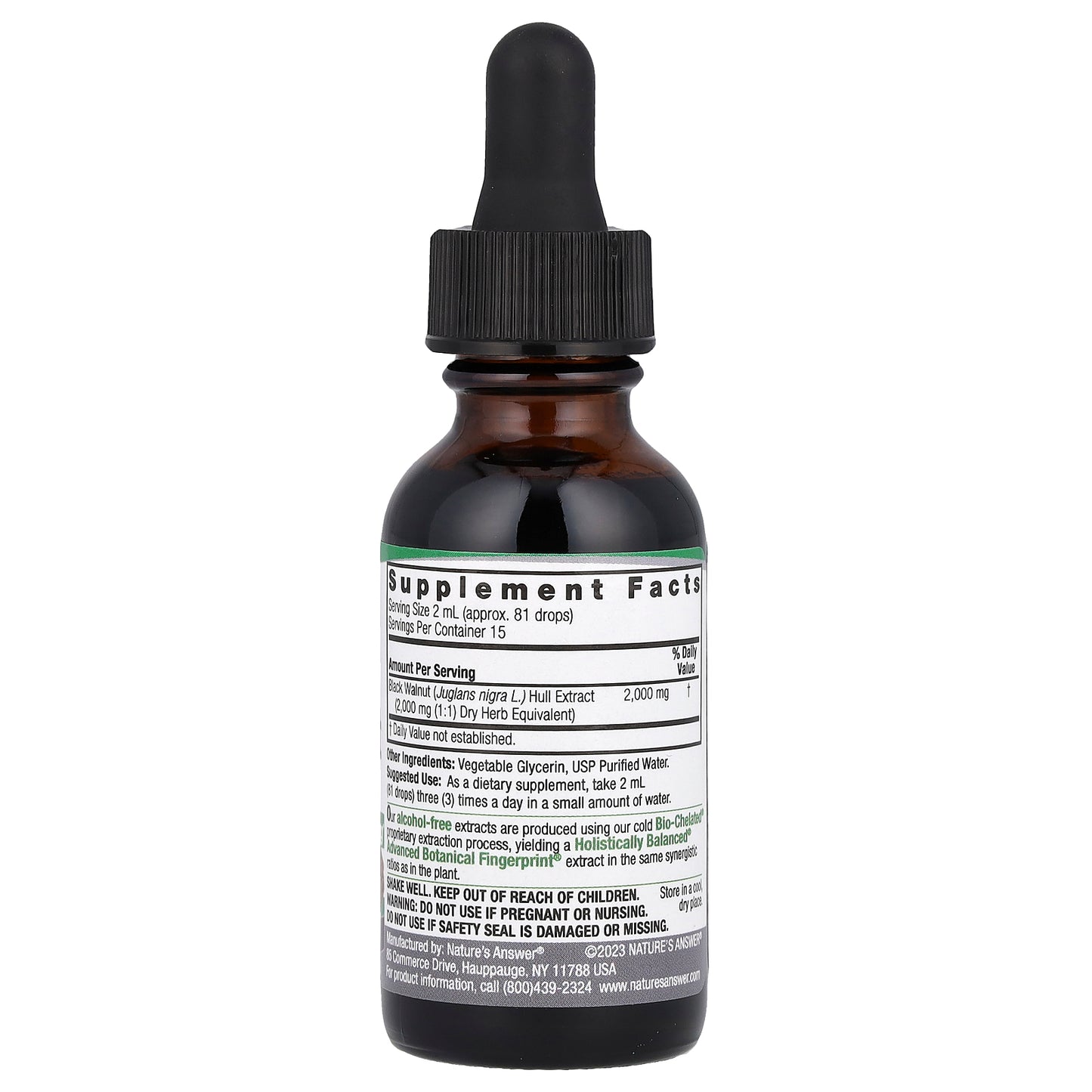 Nature's Answer, Black Walnut Hull, Fluid Extract, Alcohol-Free, 2,000 mg, 1 fl oz (30 mL)