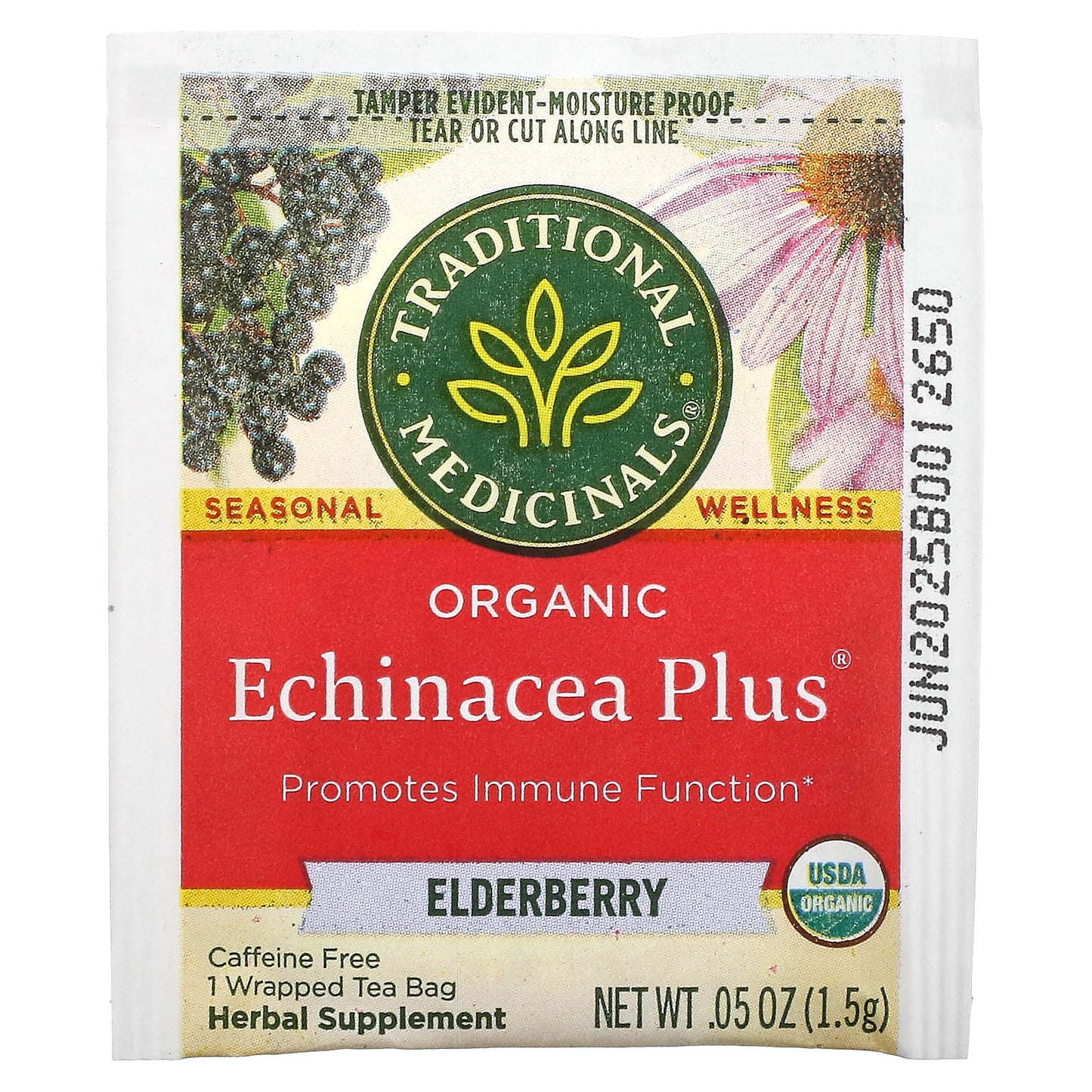 Traditional Medicinals, Organic Echinacea Plus®, Elderberry, Caffeine Free, 16 Wrapped Tea Bags, 0.85 oz (24 g)