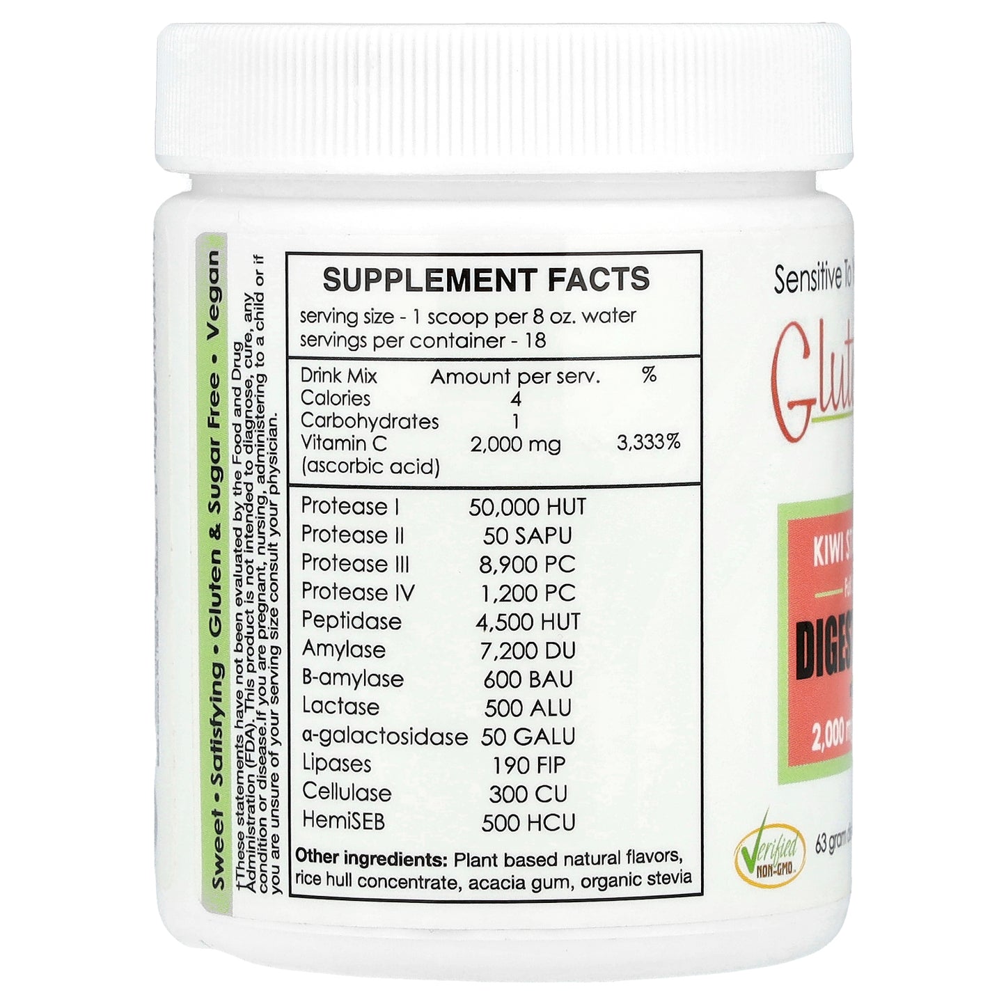 Sufficient C, Glutenizer® Force+, Kiwi Strawberry, 63 g