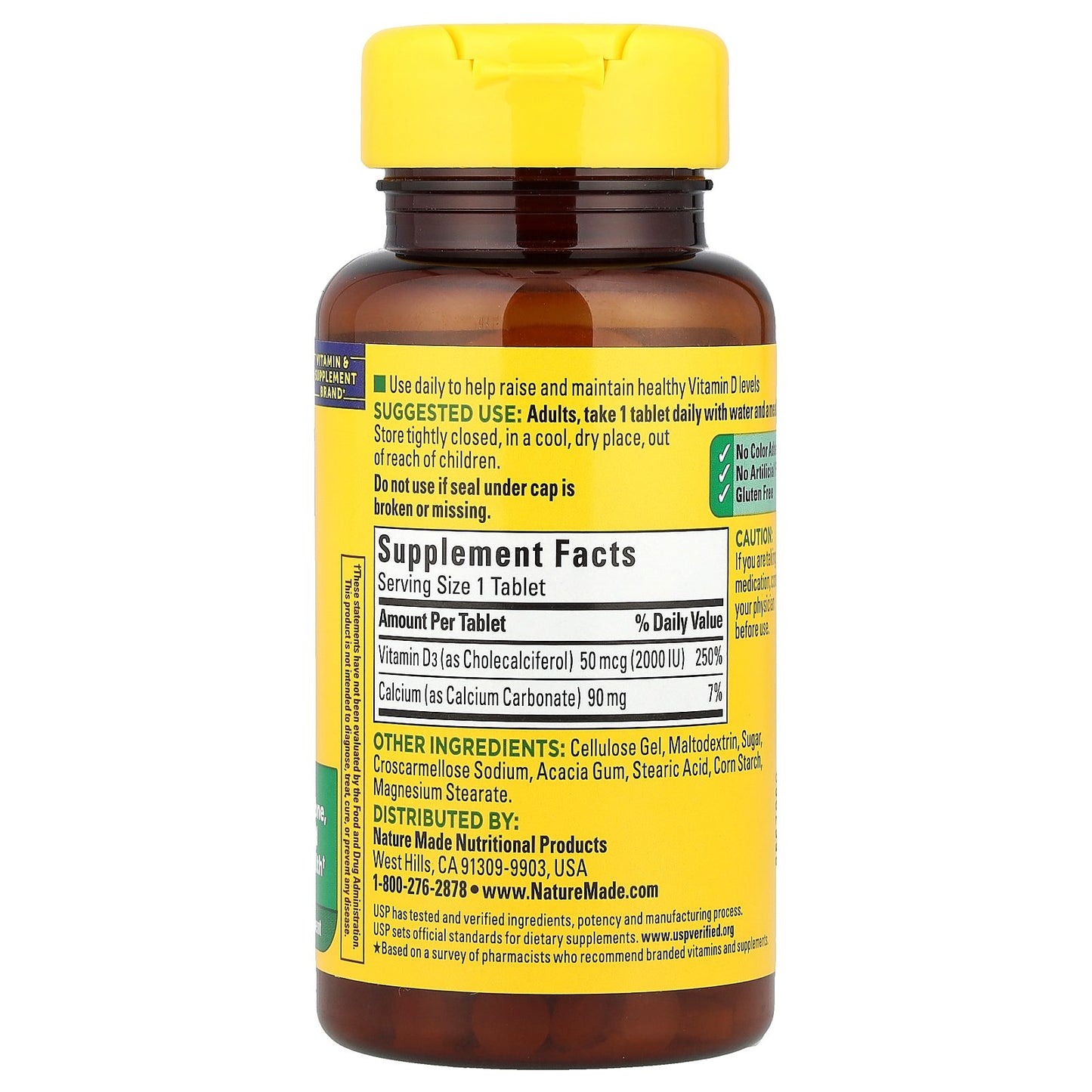 Nature Made, Vitamin D3, 50 mcg (2000 IU), 100 Tablets