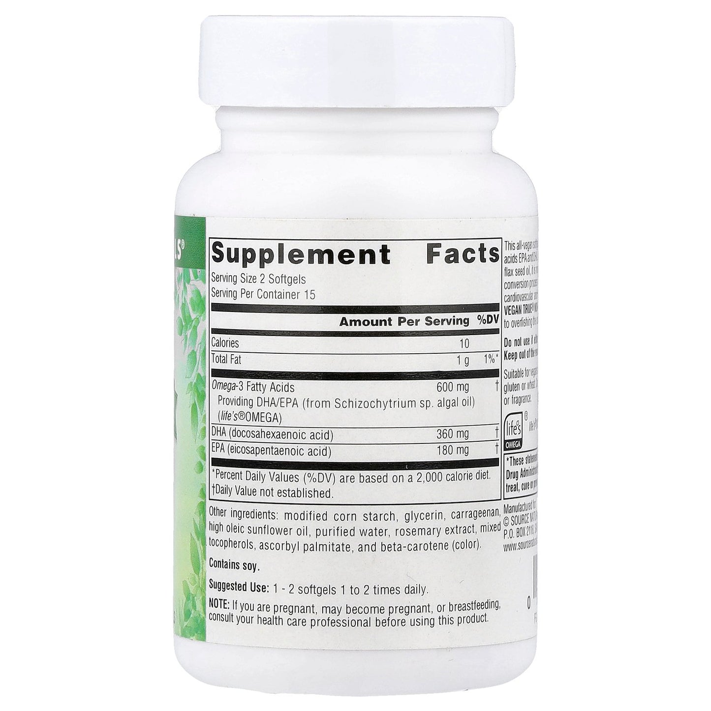 Source Naturals, Vegan True®, Non-Fish Omega-3s, 300 mg, 30 Vegan Softgels