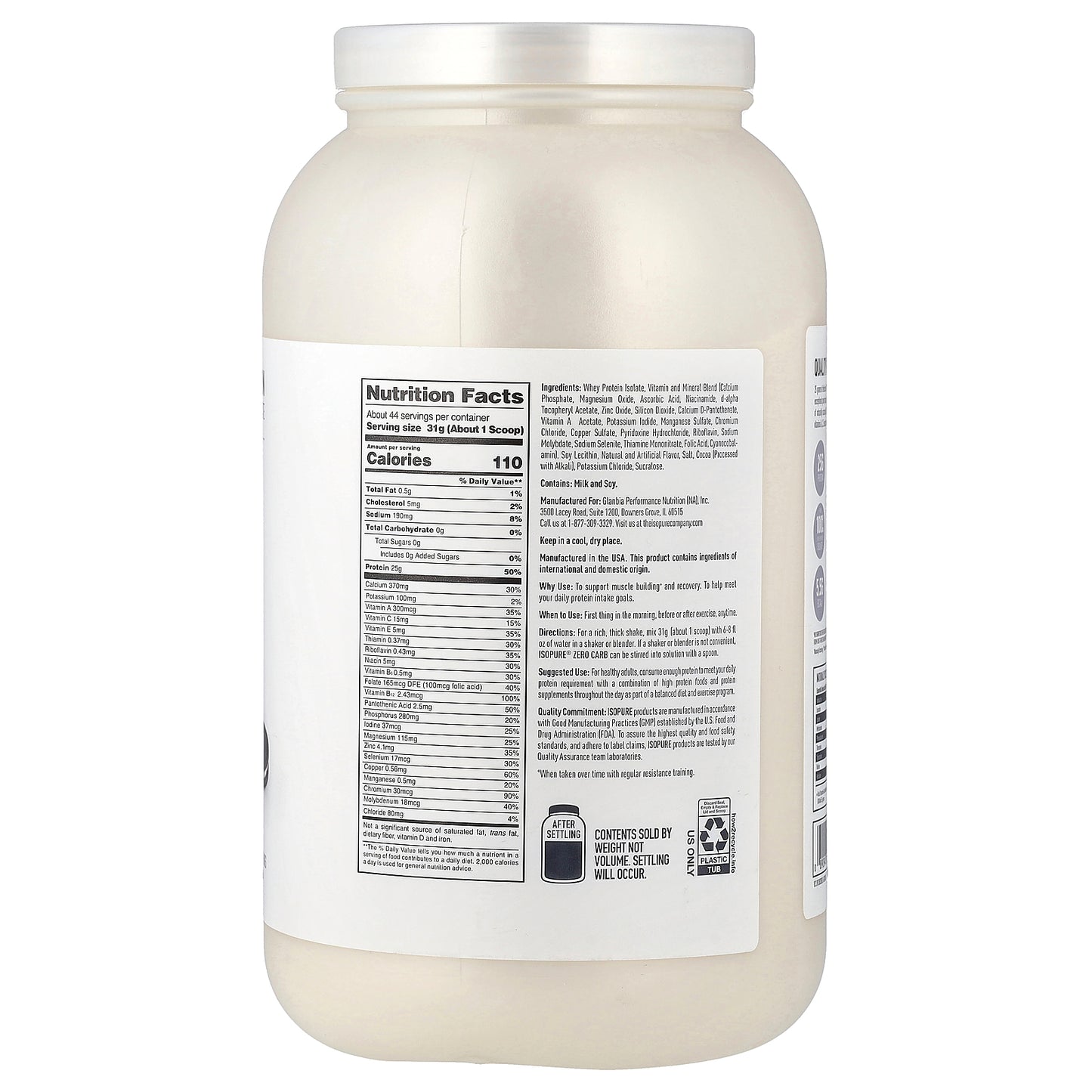 Isopure, Zero Carb Protein Powder, Cookies & Cream, 3 lb (1.36 kg)