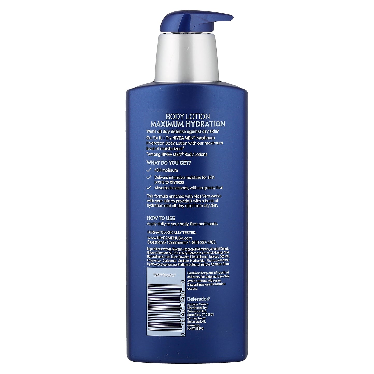 Nivea, Men, Maximum Hydration, 48H Moisture Lotion, For Dry Skin, 16.9 fl oz (500 ml)