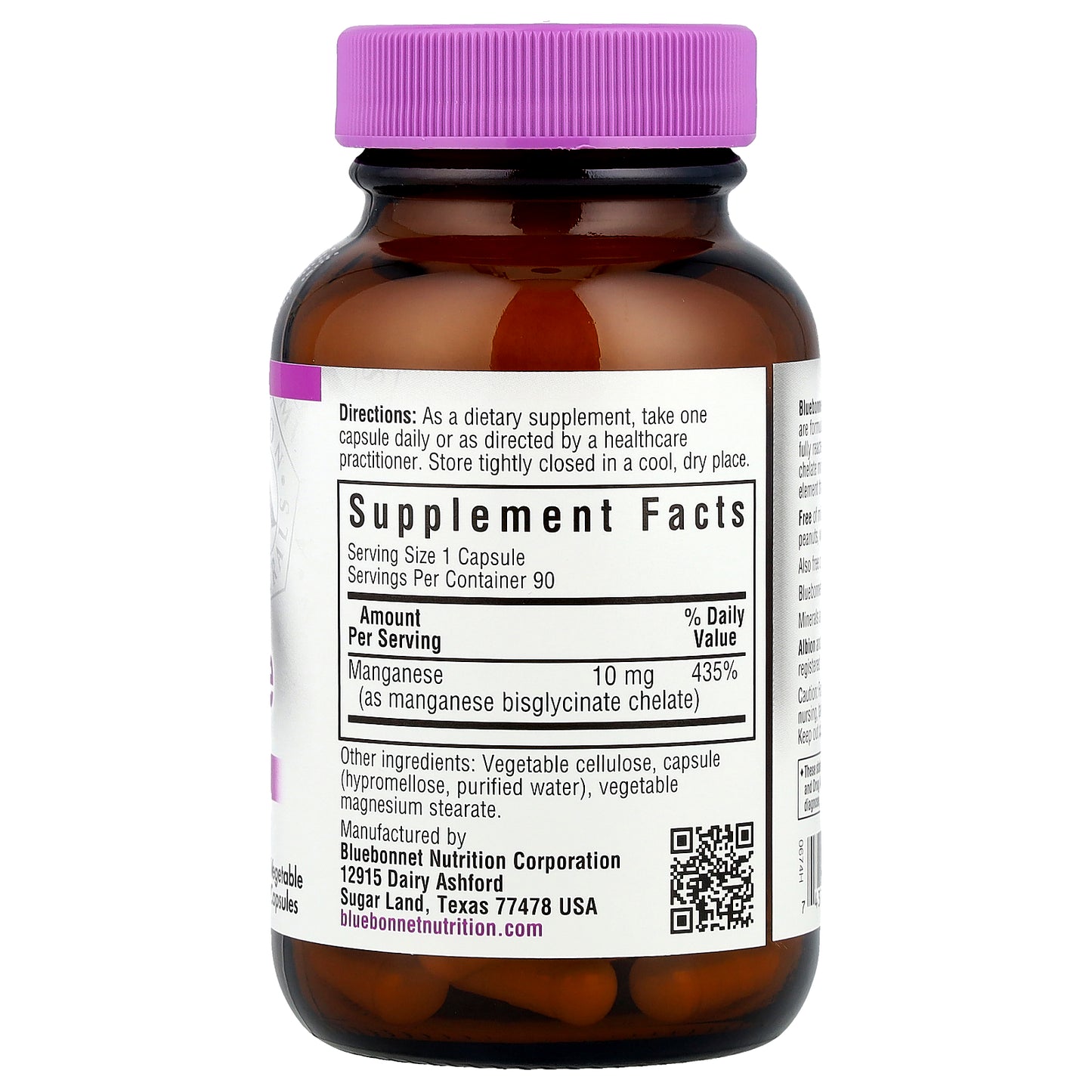 Bluebonnet Nutrition, Chelated Manganese, 10 mg, 90 Vegetable Capsules