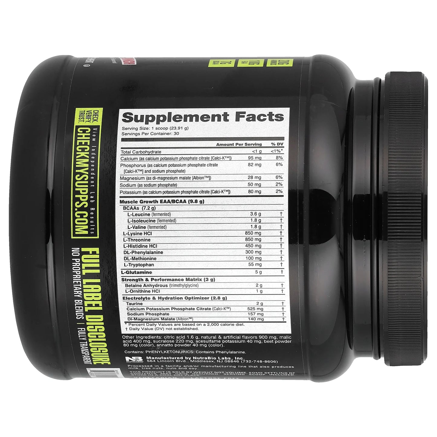 NutraBio, Intra Blast, Intra Workout Amino Fuel, Tropical Fruit Punch, 1.6 lb (717 g)