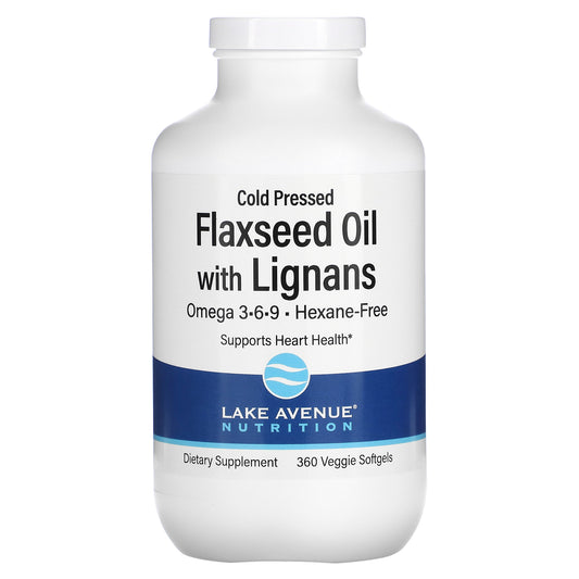 Lake Avenue Nutrition, Cold Pressed Flaxseed Oil with Lignans, 360 Veggie Softgels