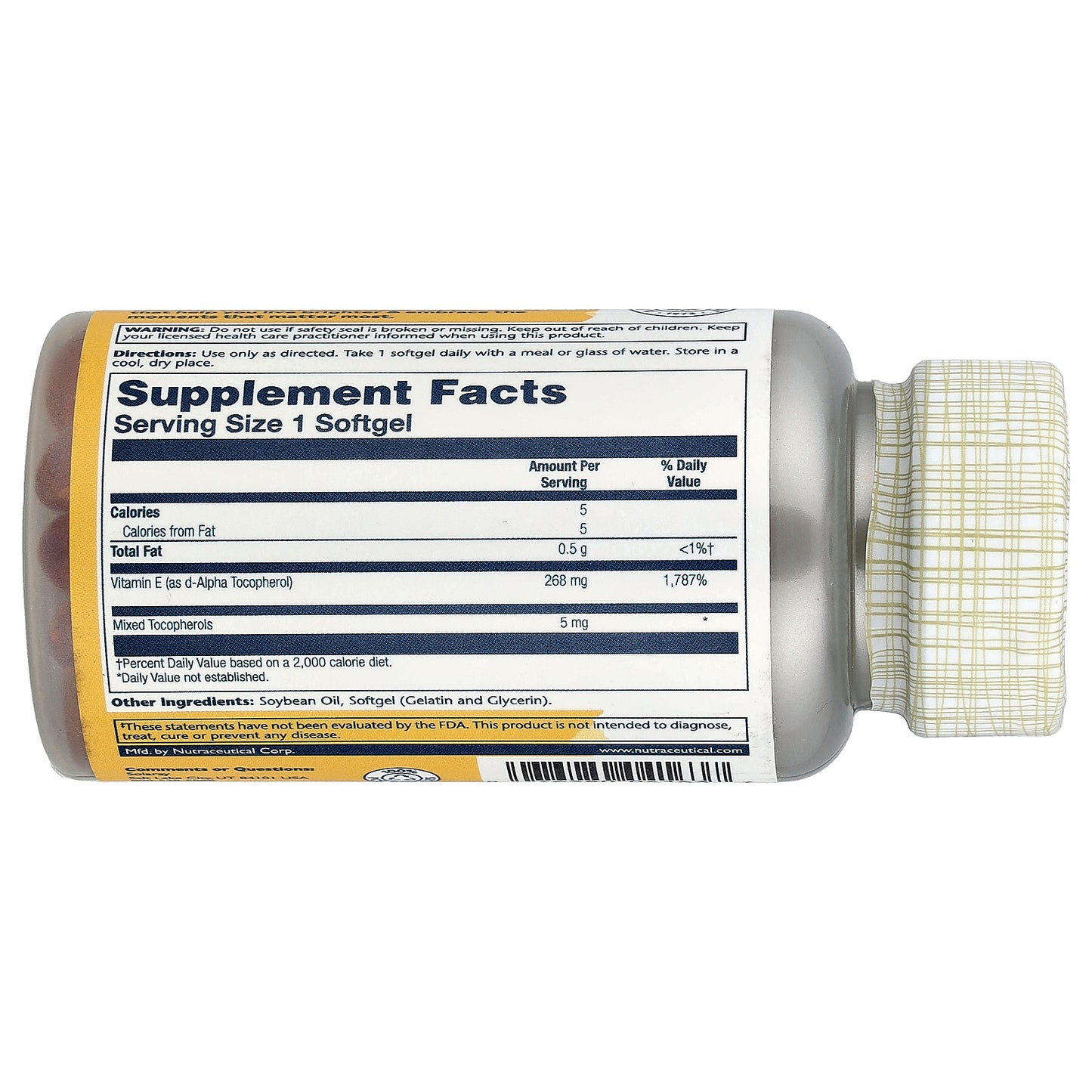 Solaray, Vitamin E, 100 Softgels