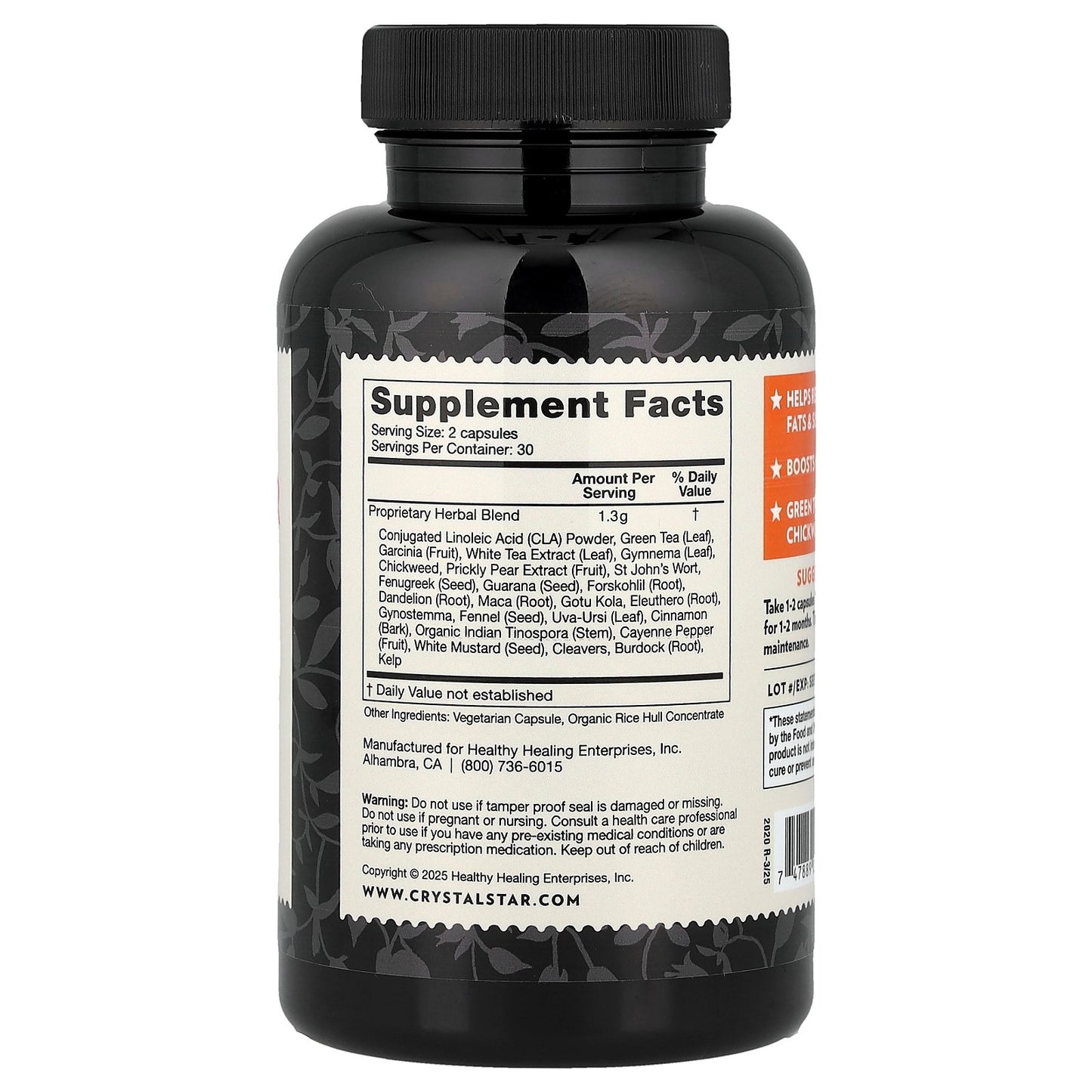 Crystal Star, Fat & Sugar Detox, 60 Vegetarian Capsules