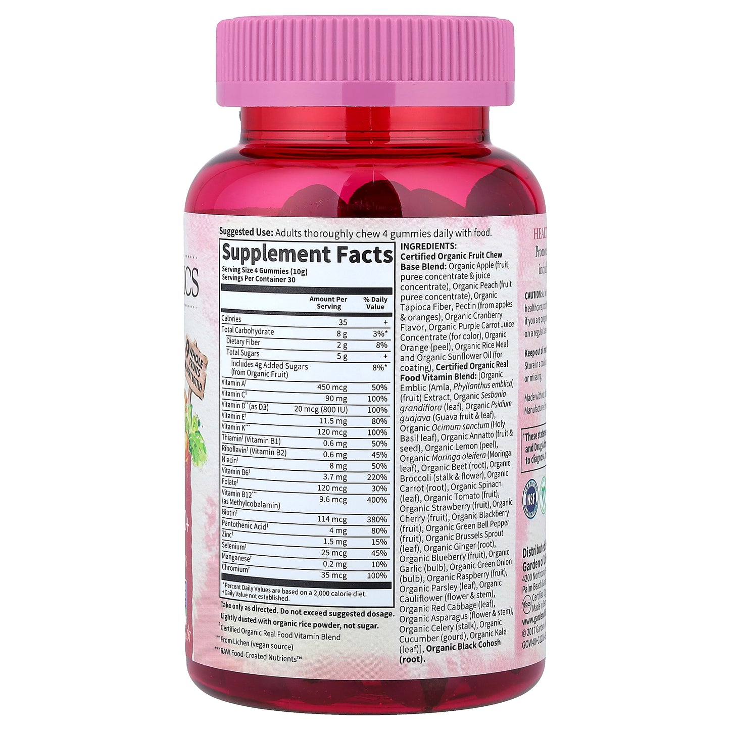 Garden of Life, Organics, Women's Multi 40+ Gummies, Organic Berry, 120 Vegan Gummy Drops