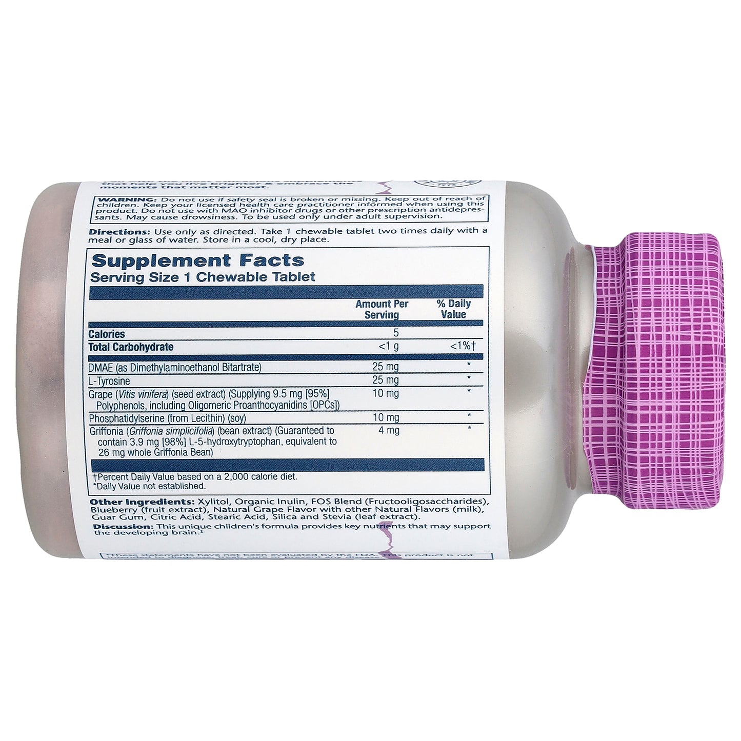 Solaray, Kids Focus Chewables, Natural Grape, 60 Chewables