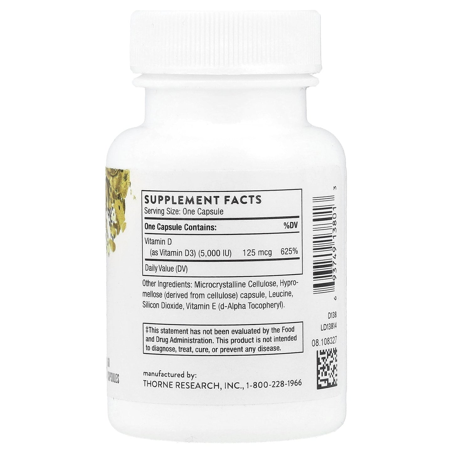 Thorne, D-5,000, 60 Capsules (125 mcg per Capsule)