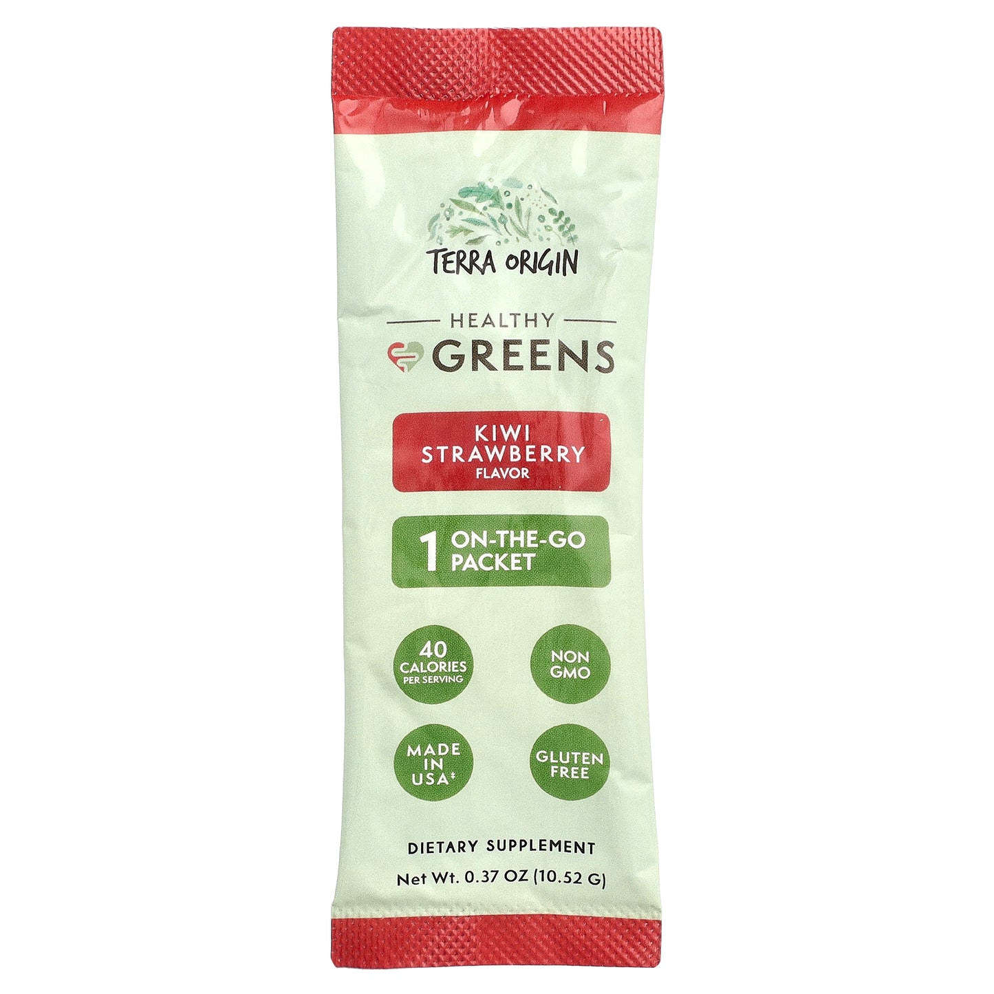 Terra Origin, Healthy Greens, Kiwi Strawberry, 15 On-The-Go Packets, 0.37 oz (10.52 g) Each