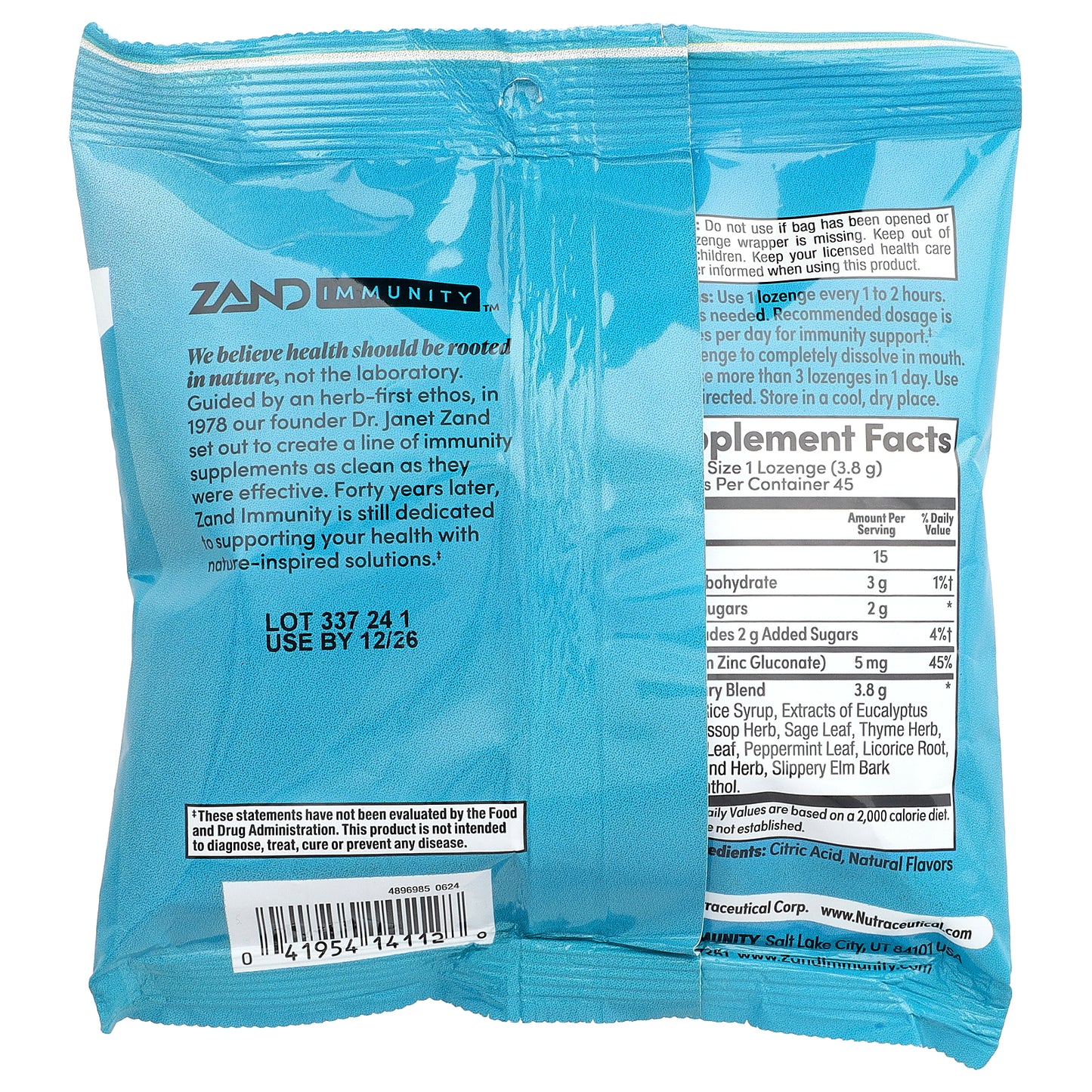 Zand, Immunity™, Menthol Lozenges, 45 Lozenges