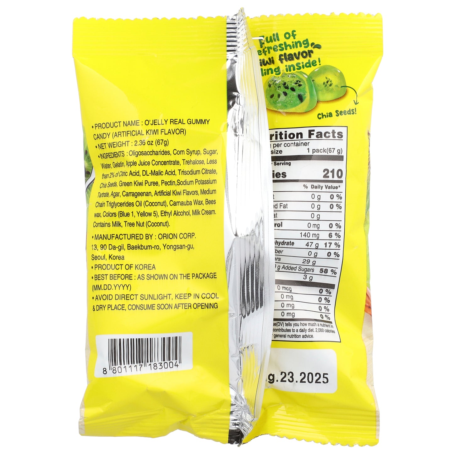 Orion, Real O'Jelly, Gummy Candy, Kiwi, 2.36 oz (67 g)