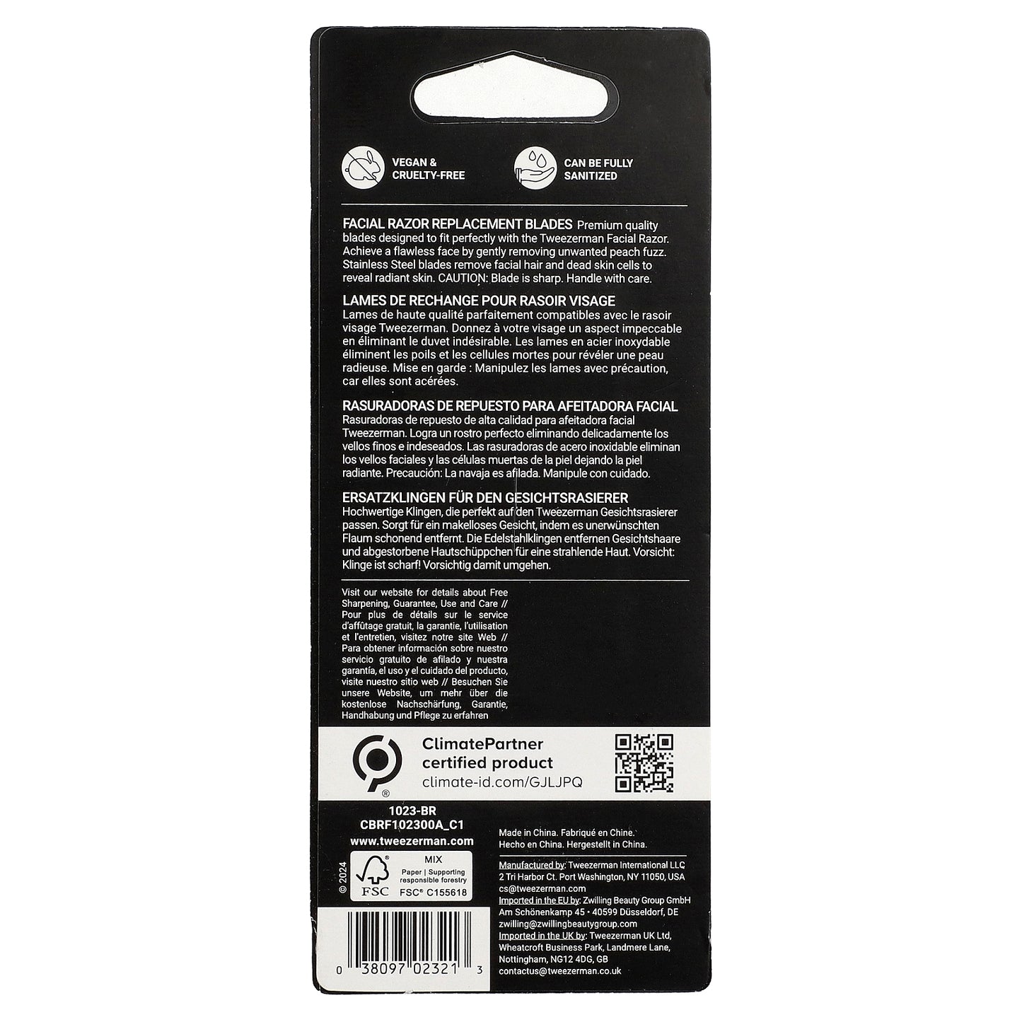 Tweezerman, Facial Razor Replacement Blades, 4 Count