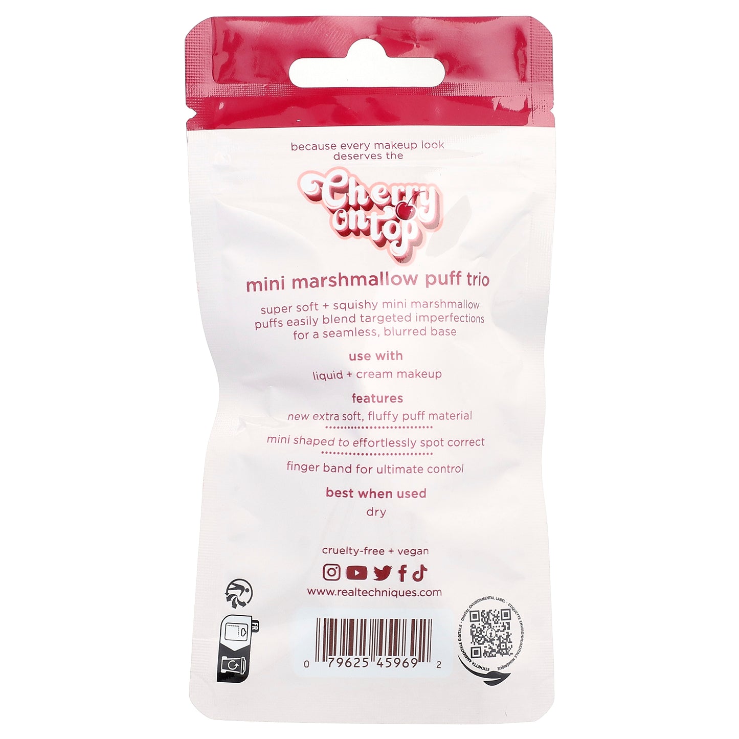 Real Techniques, Cherry On Top, Mini Marshmallow Puff Trio, 3 Count
