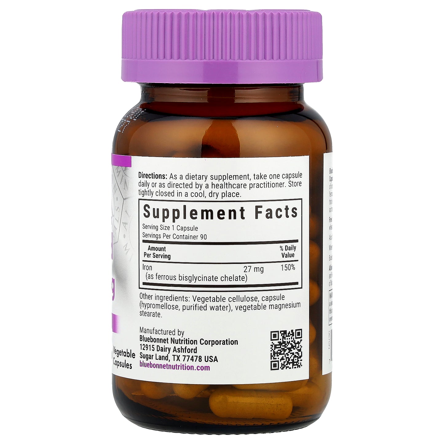 Bluebonnet Nutrition, Chelated Iron, Extra-Strength , 27 mg, 90 Vegetable Capsules
