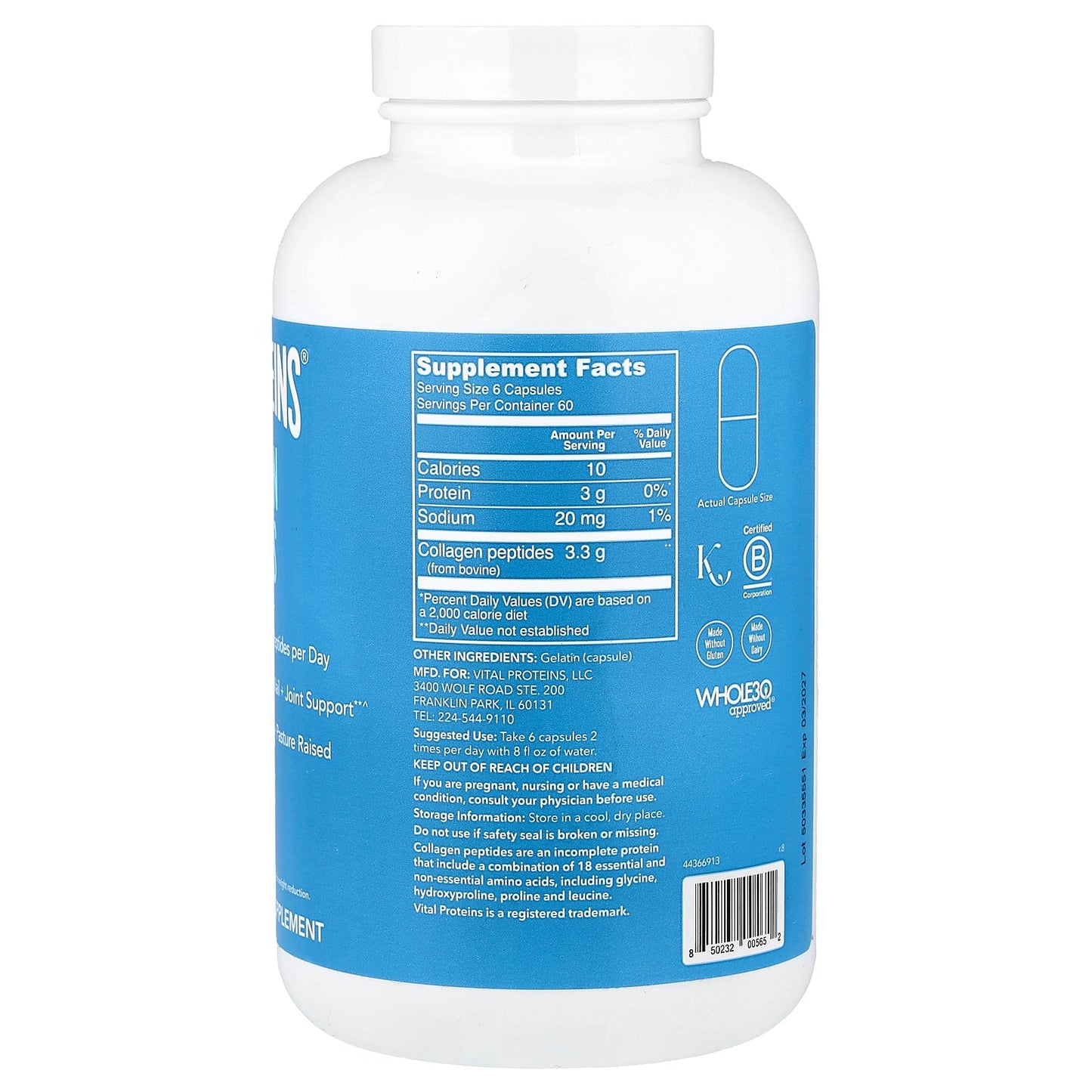 Vital Proteins, Collagen Peptides, 360 Capsules (550 mg per Capsule)