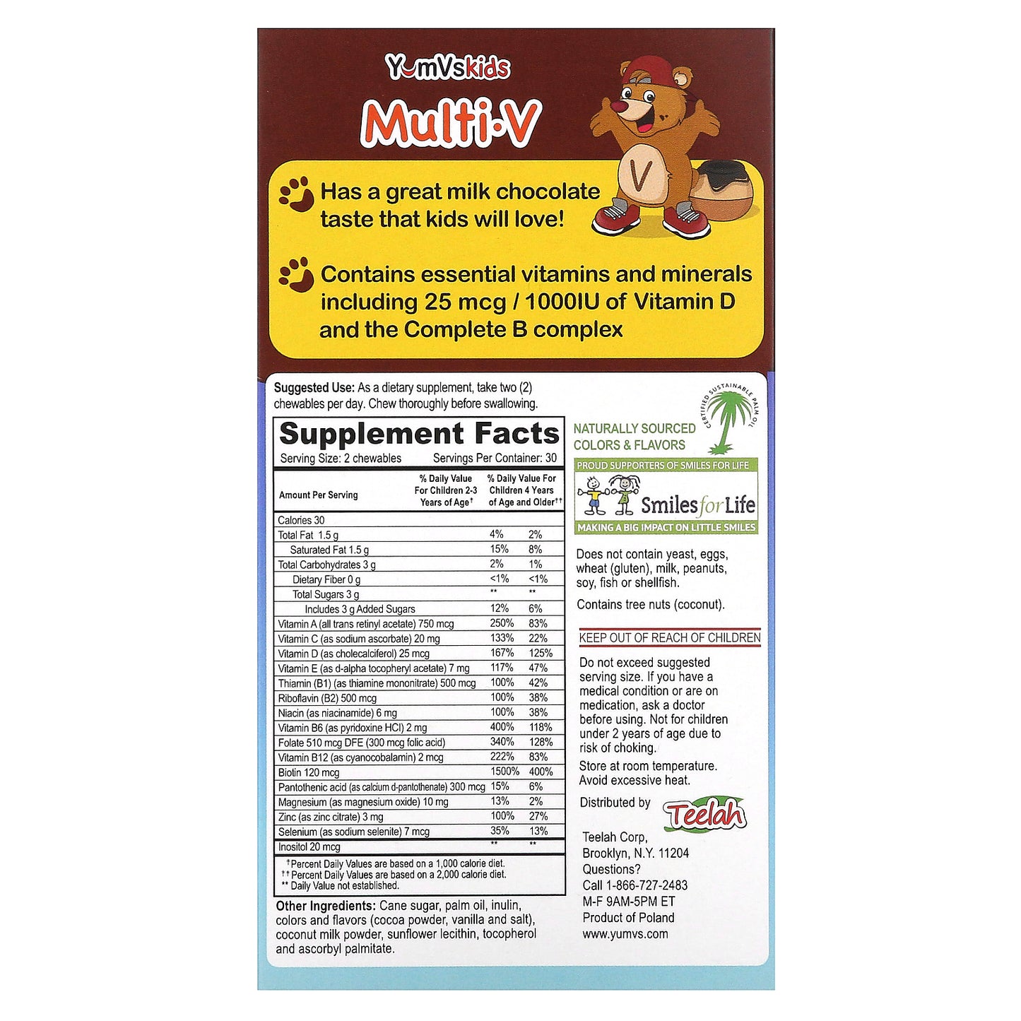 YumVs, Kids, Multi V with Multi-Mineral Formula, Milk Chocolate , 60 Bears