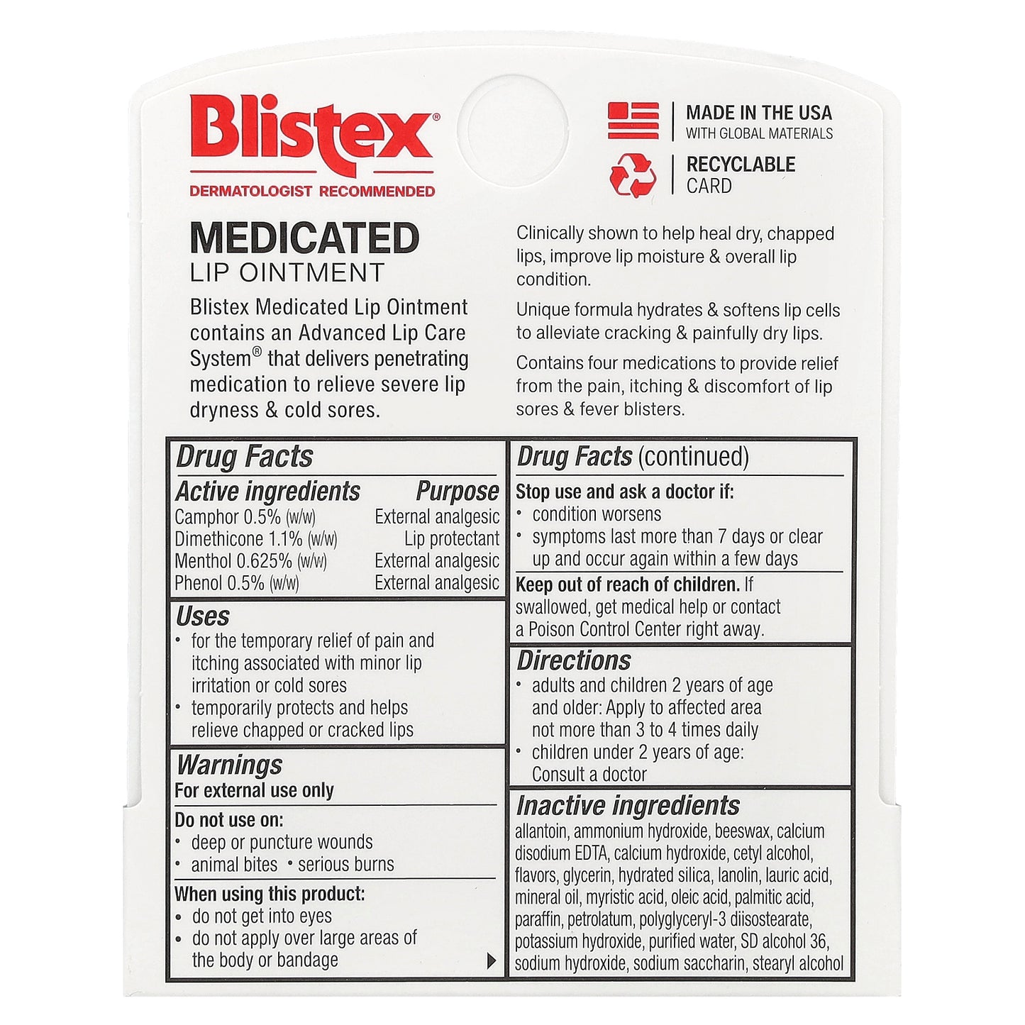 Blistex, Medicated Lip Ointment, 0.21 oz (6 g)