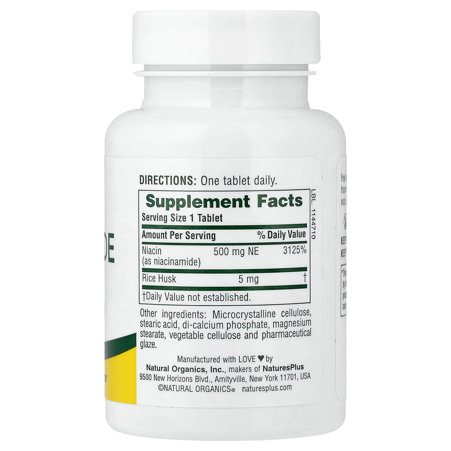 NaturesPlus, Niacinamide, 500 mg, 90 Tablets