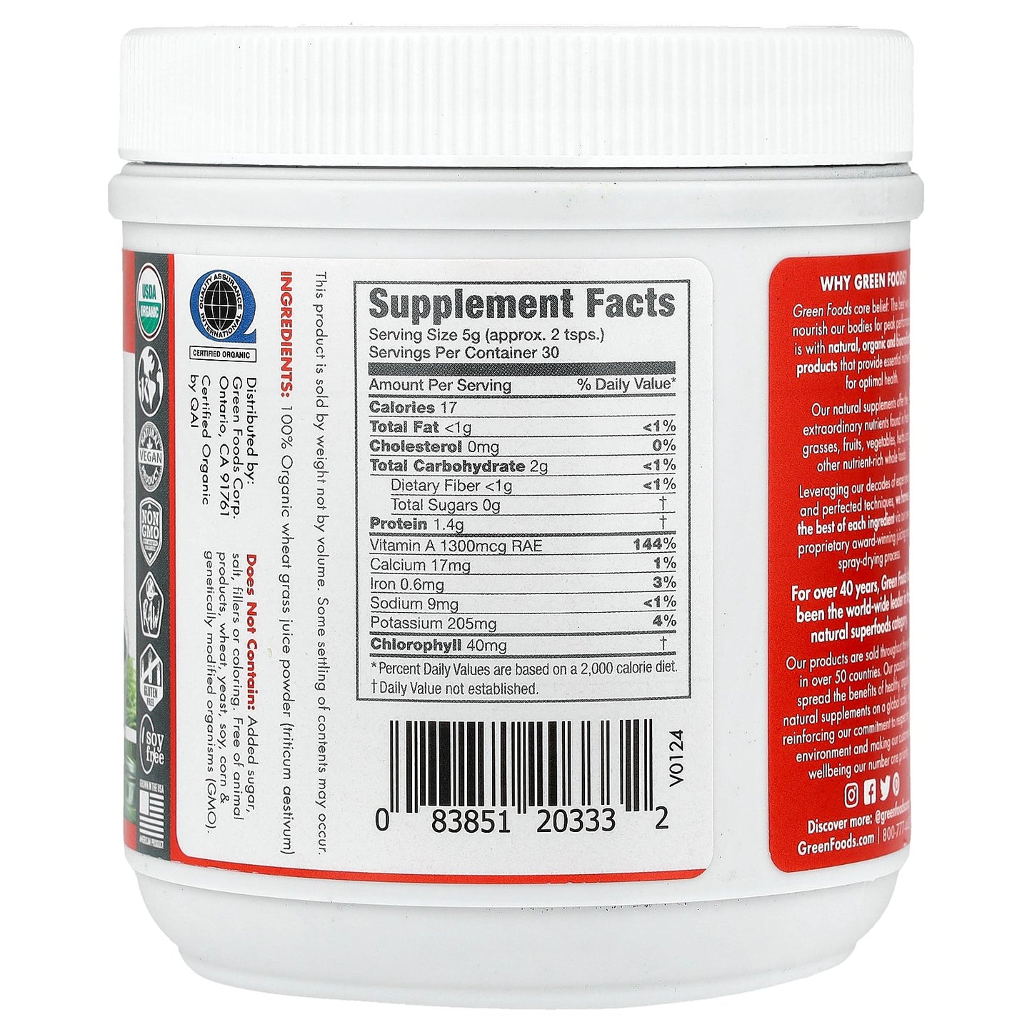 Green Foods, Organic and Raw Wheatgrass Shots, 5.3 oz (150 g)