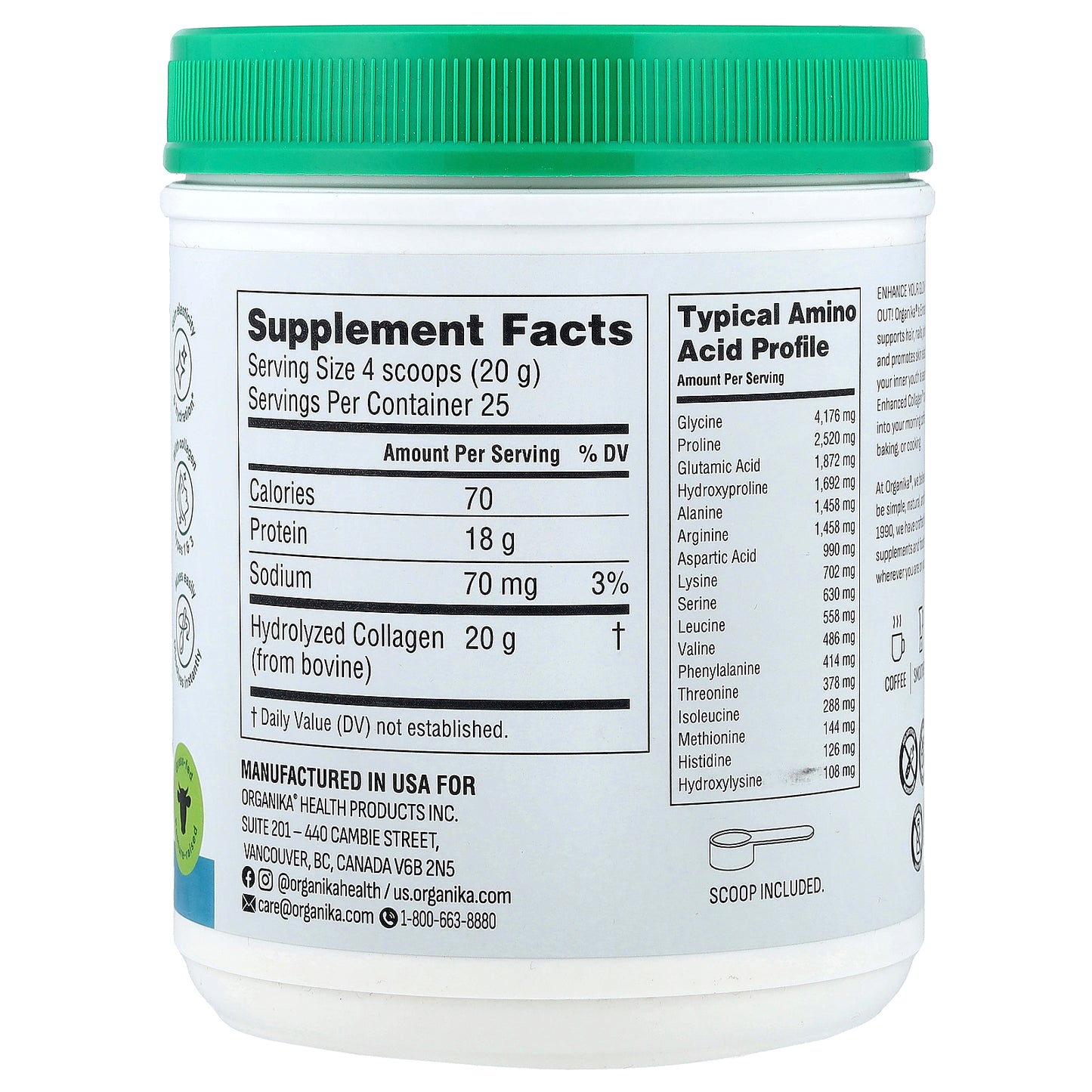 Organika, Enhanced Collagen™, Flavorless , 17.64 oz (500 g)